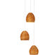 Beehive 3 Light 11.5 inch Natural Rattan and Silver Multi-Drop Pendant Ceiling Light
