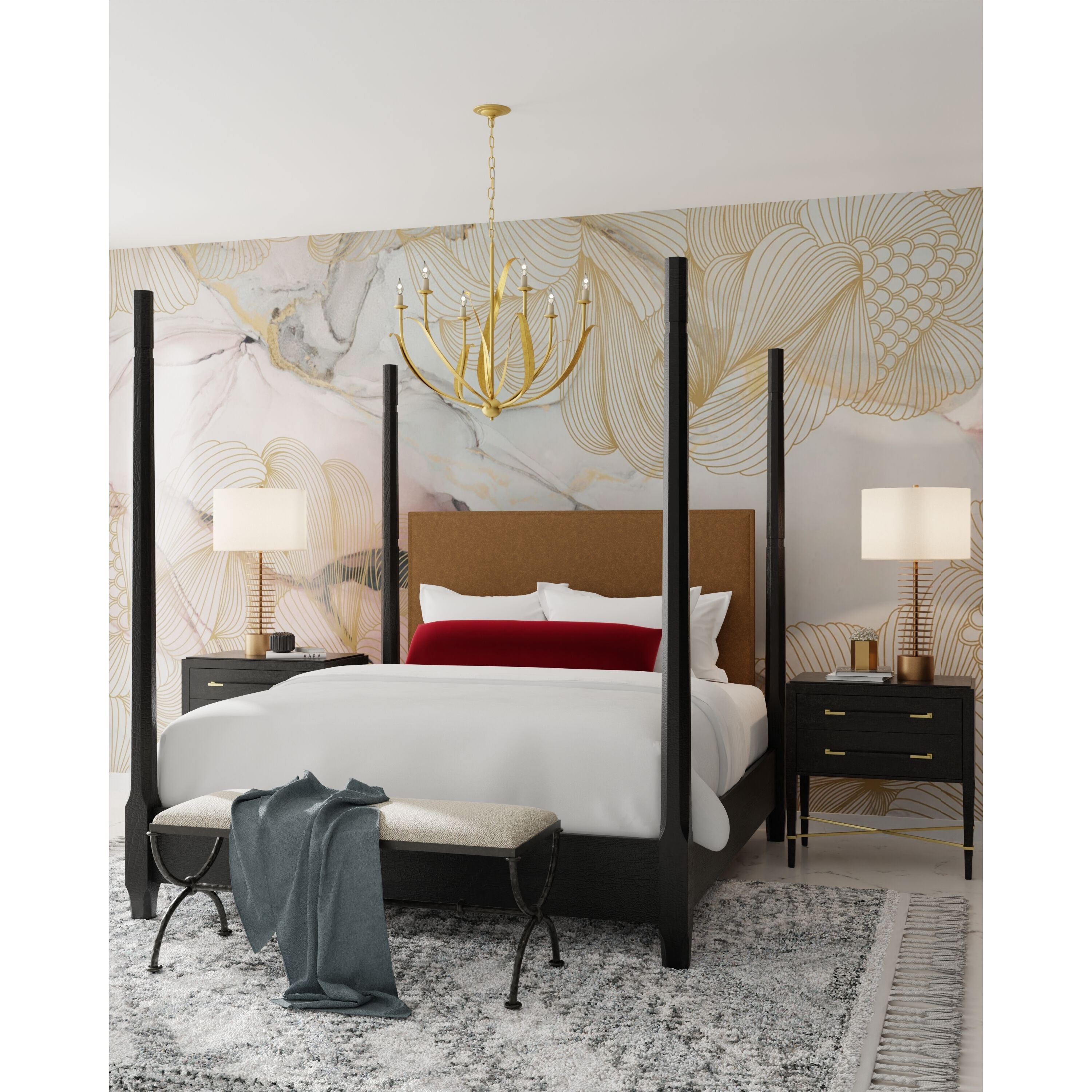 Menefee 6 Light 32 inch Antique Gold Leaf Chandelier Ceiling Light