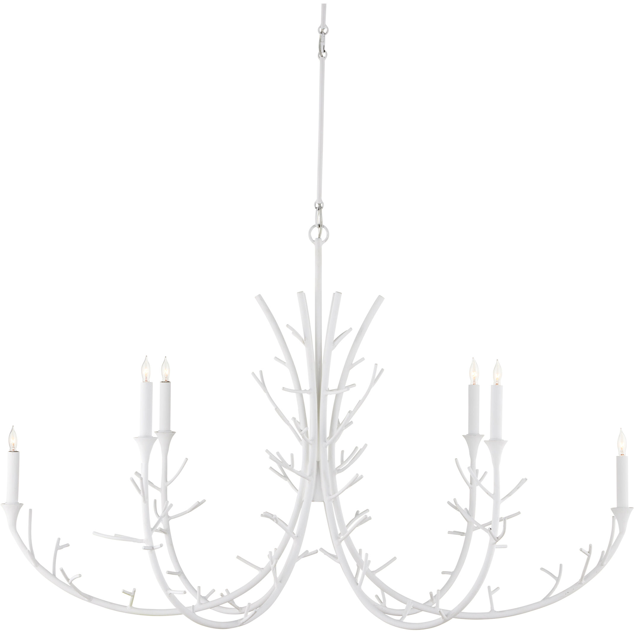 Twiggy 6 Light 48 inch Gesso White Chandelier Ceiling Light