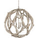 Driftwood 3 Light 29 inch Whitewashed Driftwood Orb Chandelier Ceiling Light