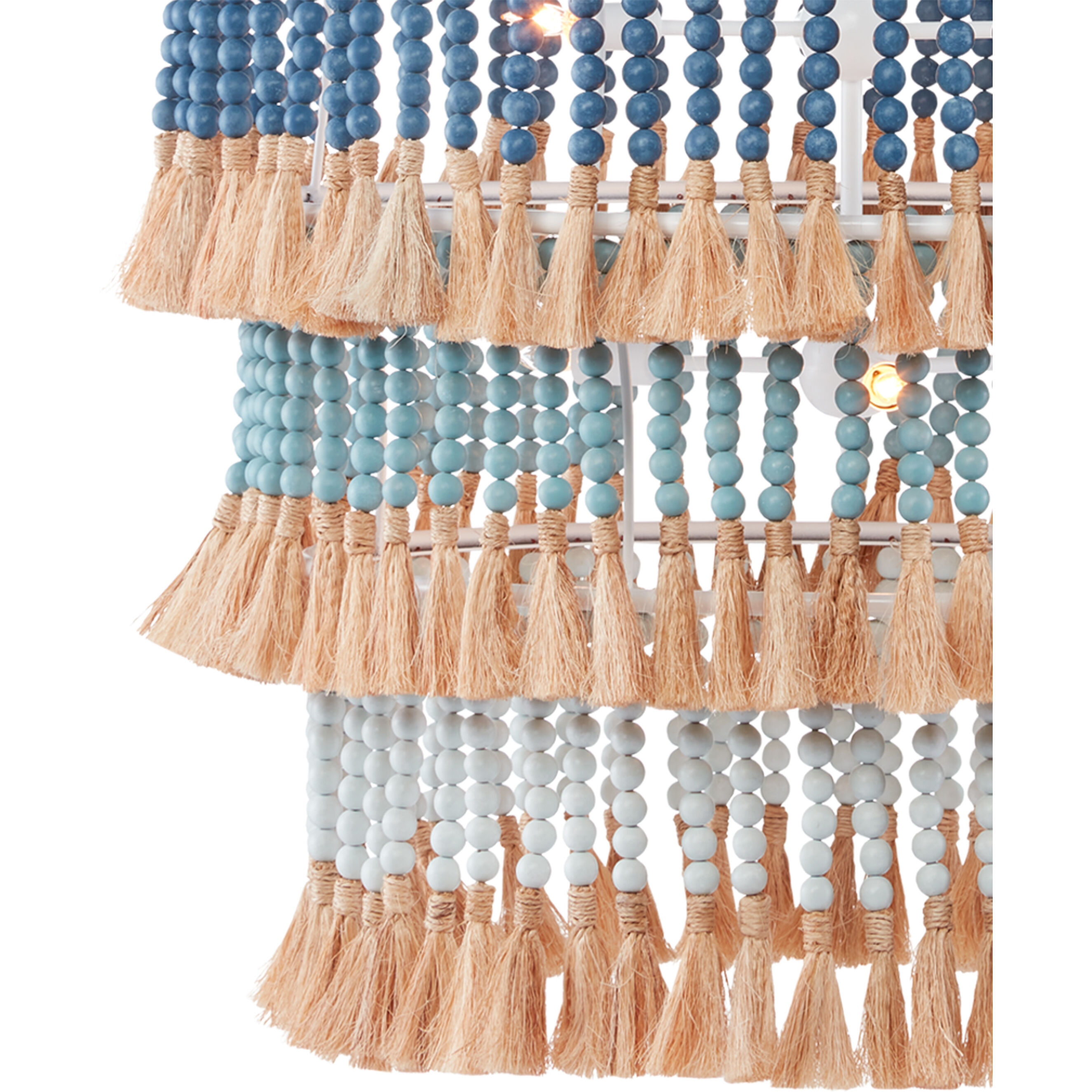 St. Barts 7 Light 33 inch Sugar White/Mist Blue/Demin Blue/Natural Rope Chandelier Ceiling Light