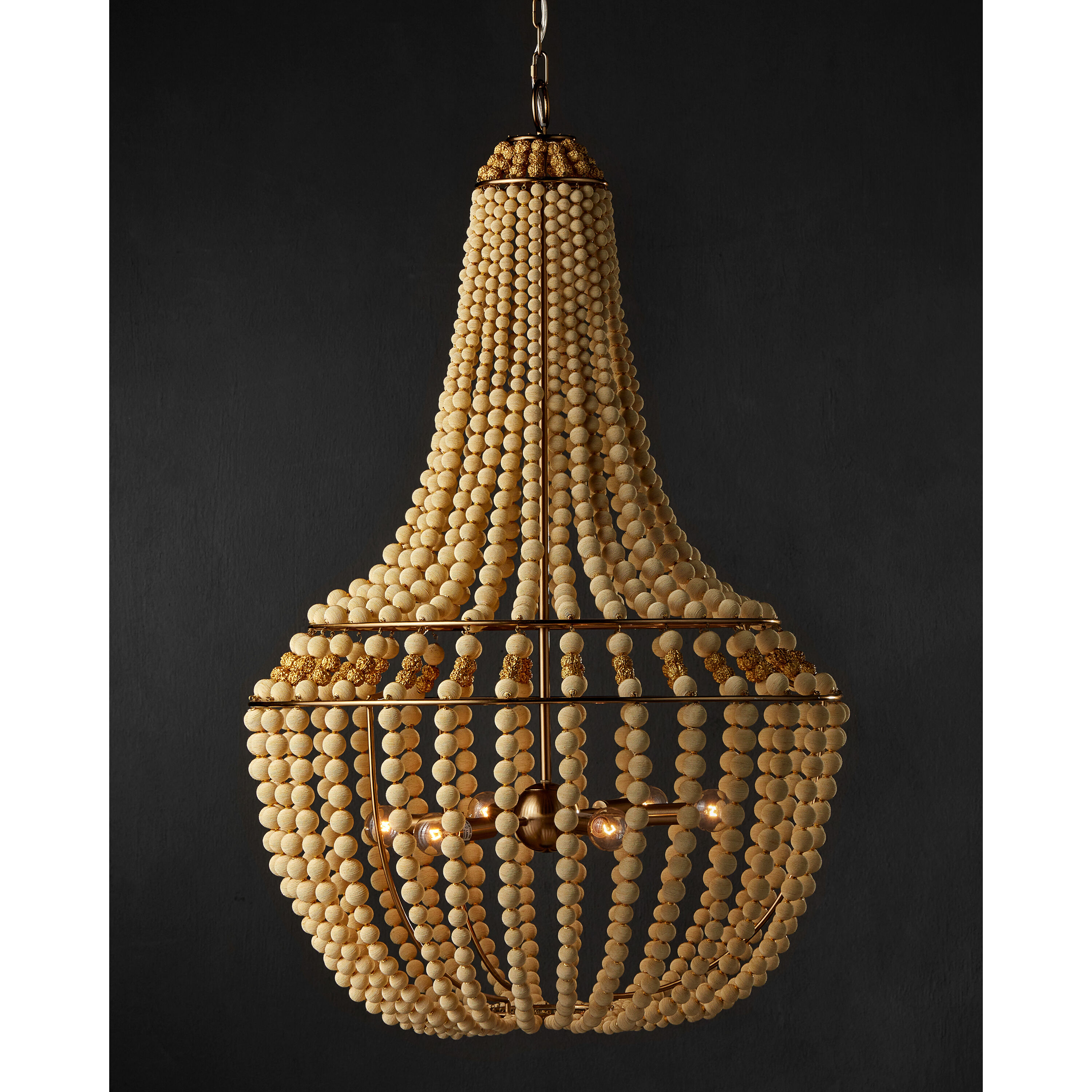 Penelope 6 Light 27 inch Beige/Antique Brass Chandelier Ceiling Light