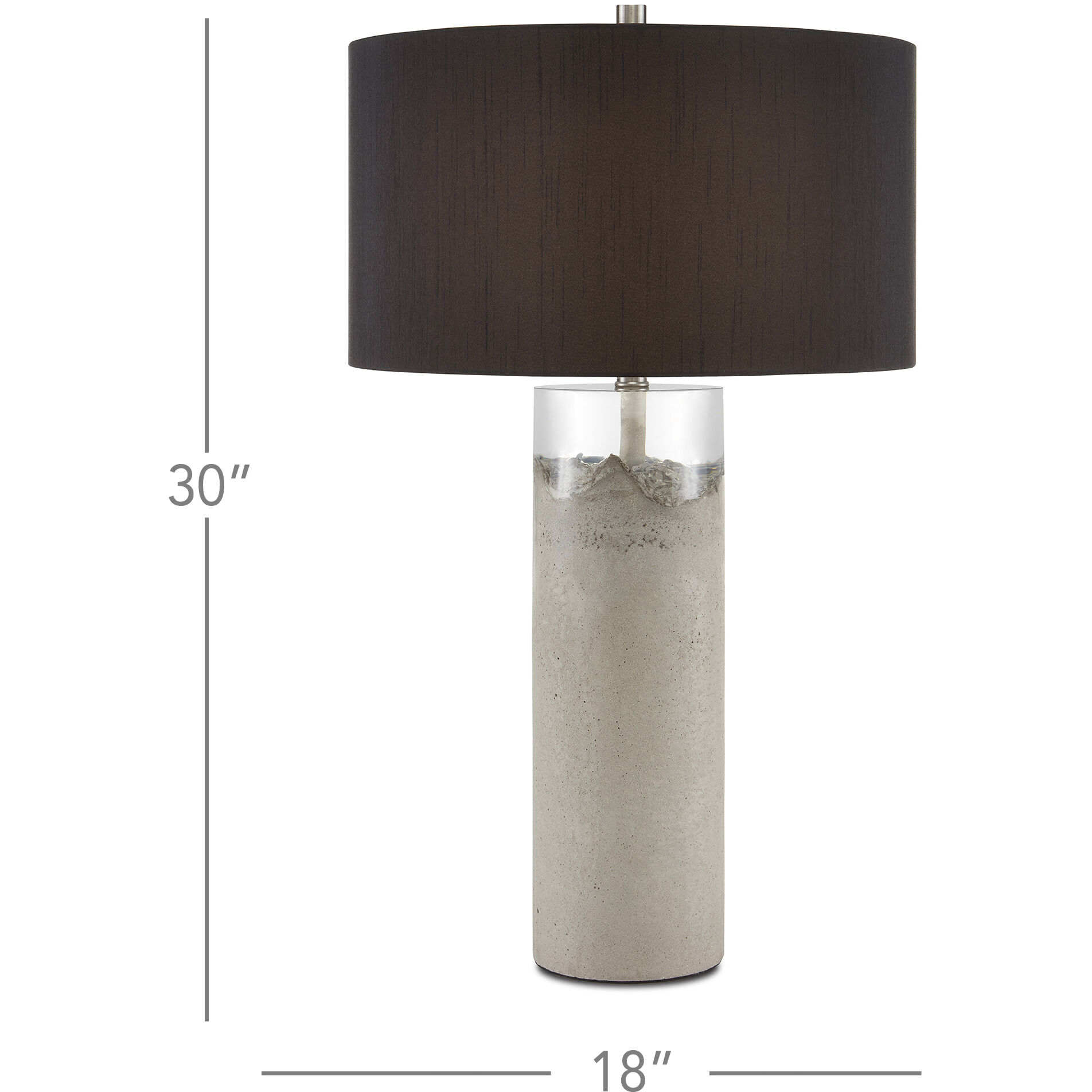 Edfu 30 inch 100 watt Concrete/Clear/Black Table Lamp Portable Light