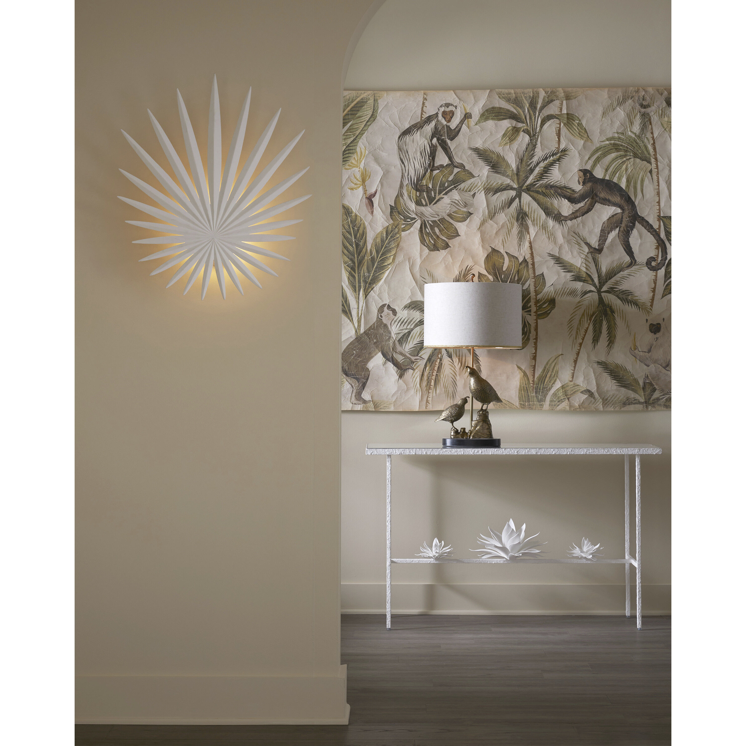 Codorniz 30 inch 150 watt Antique Brass and Black Table Lamp Portable Light, Marjorie Skouras Collection