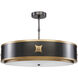 Huntsman 3 Light 24.5 inch Satin Black/Antique Brass/White Semi-Flush Mount Ceiling Light