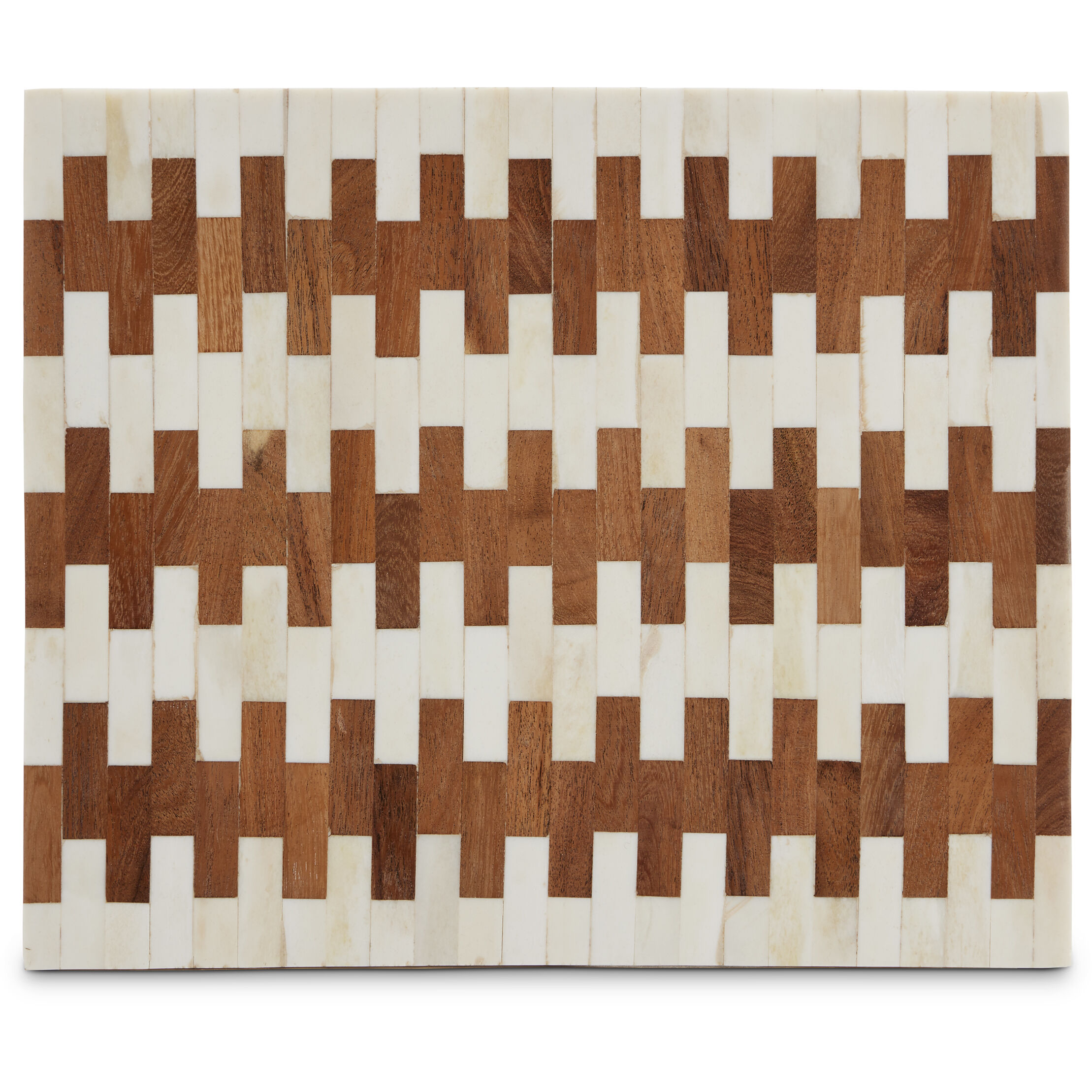 Tia 12 inch White and Natural Boxes, Set of 2