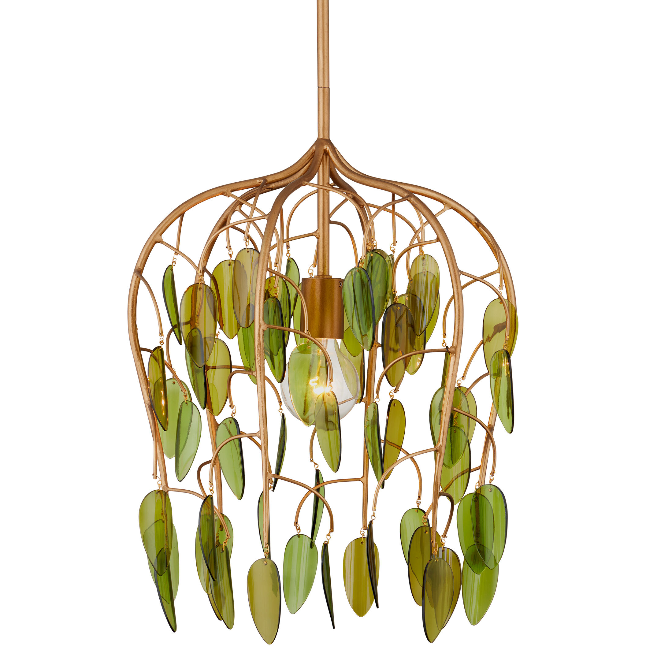 Midsummer 1 Light 16 inch Brass/Green Pendant Ceiling Light