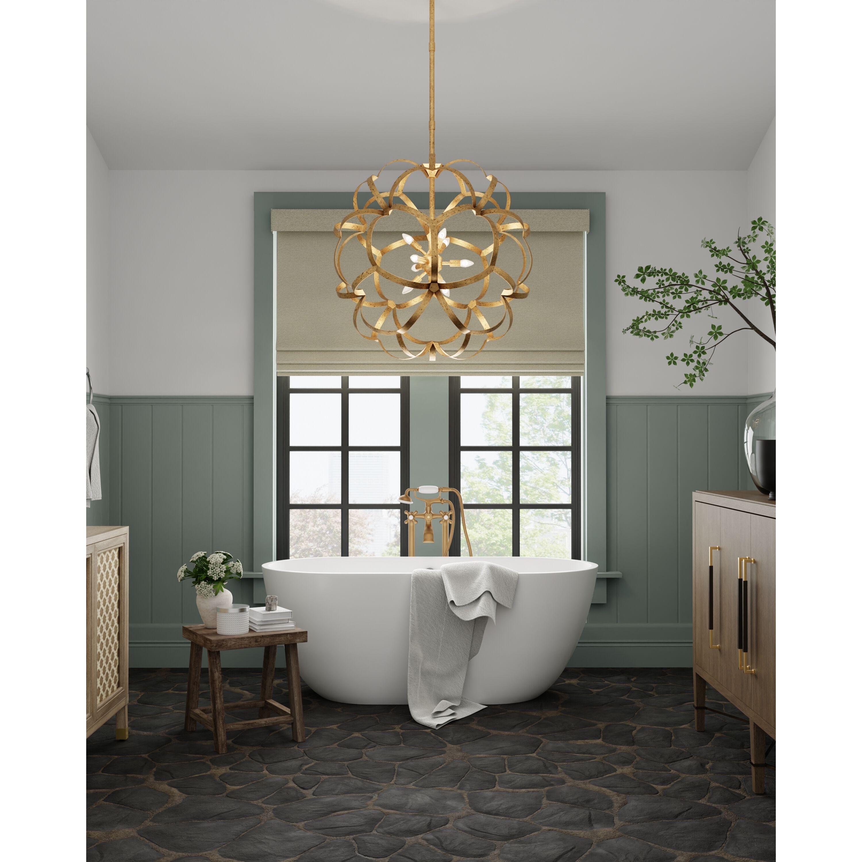 Sappho 9 Light 33.5 inch New Gold Leaf Orb Chandelier Ceiling Light