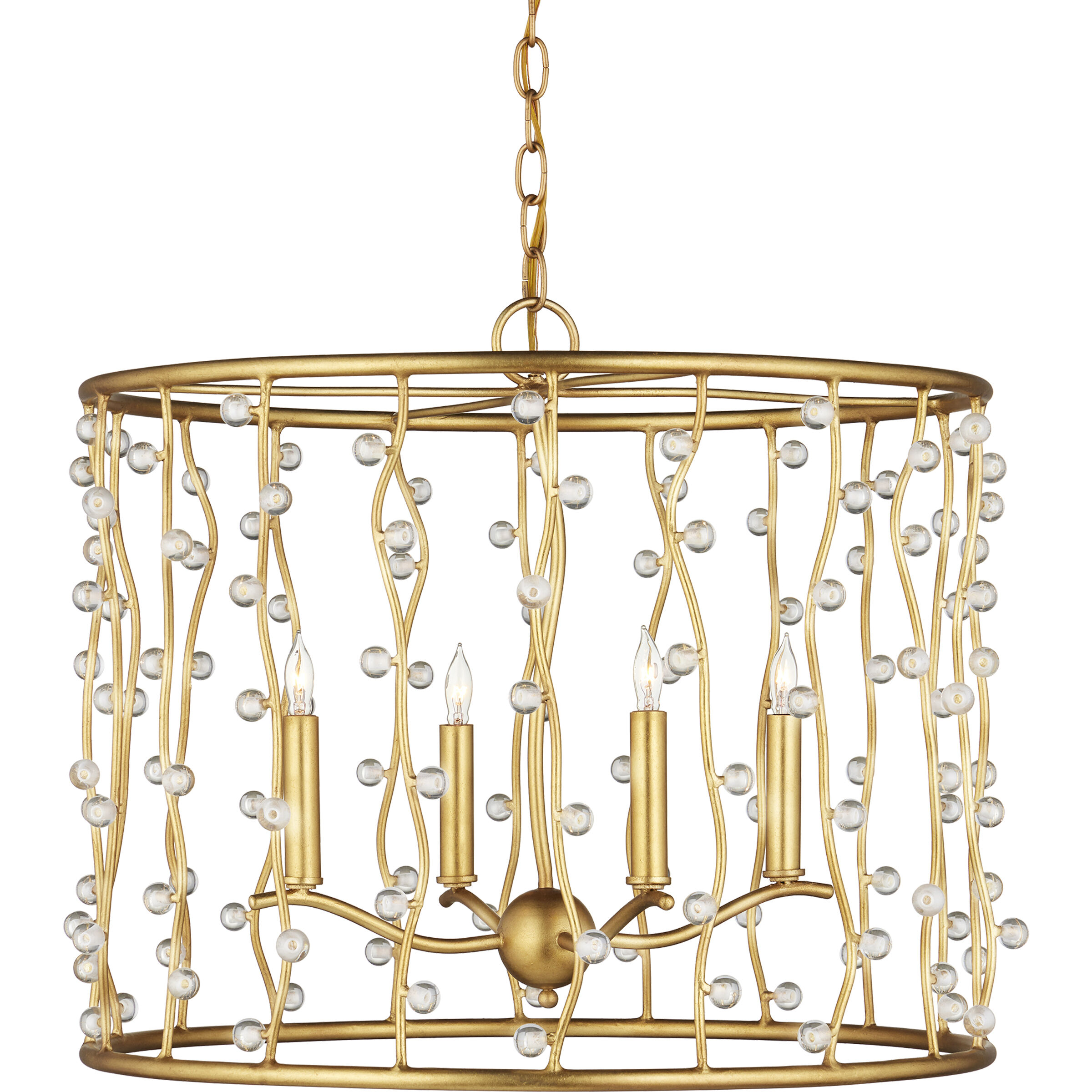Adagio 4 Light 23.5 inch Contemporary Gold Leaf/Contemporary Gold/Clear Chandelier Ceiling Light