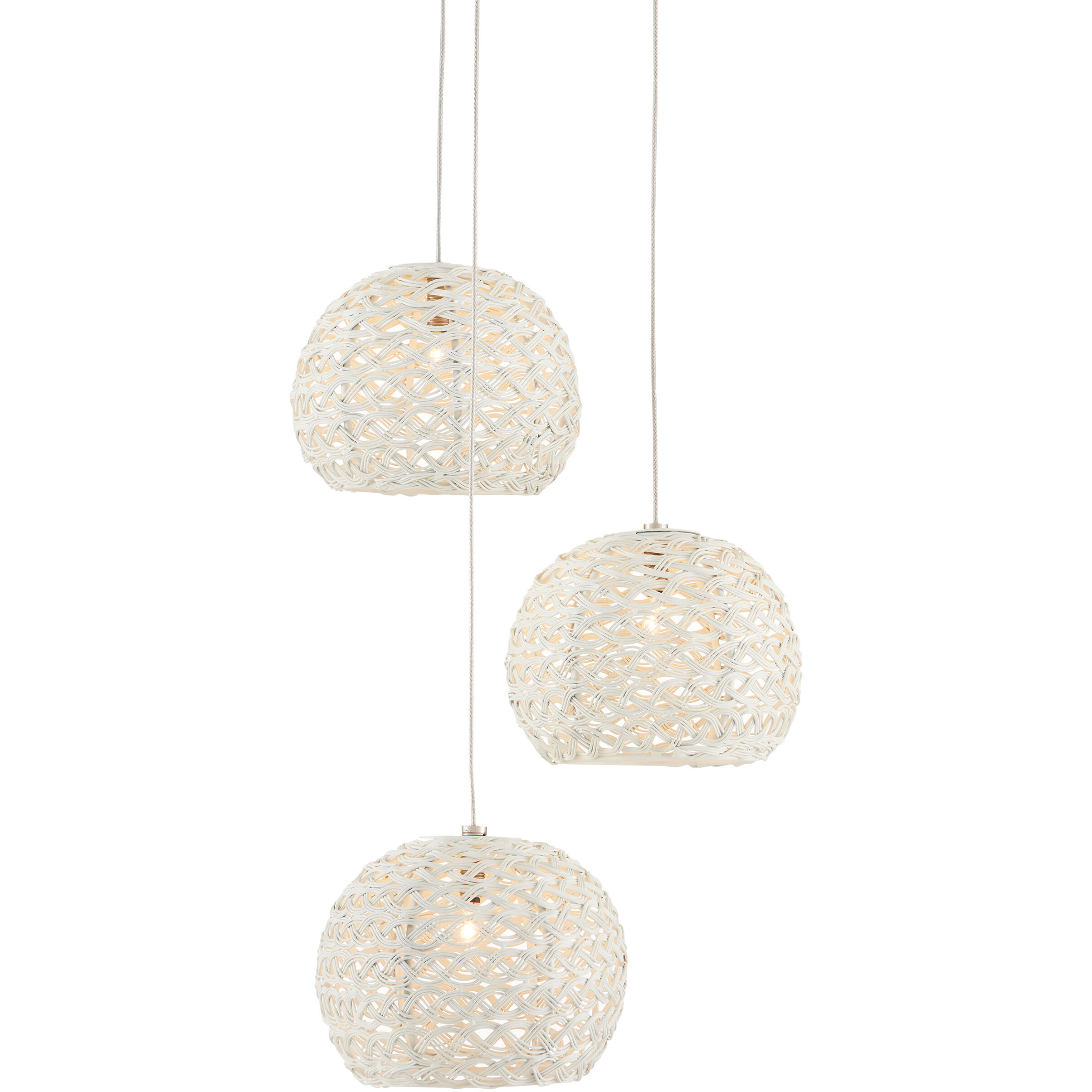 Piero 3 Light 11.5 inch White/Painted Silver Multi-Drop Pendant Ceiling Light