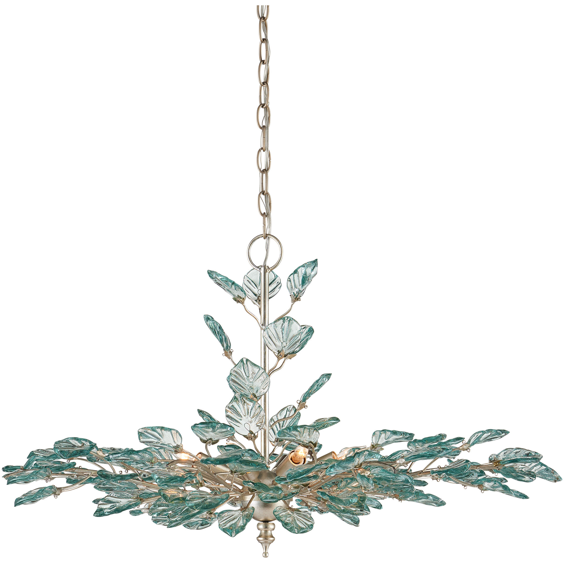 Baobab 8 Light 36 inch Clear/Contemporary Silver Leaf/Contemporary Silver Chandelier Ceiling Light, Medium