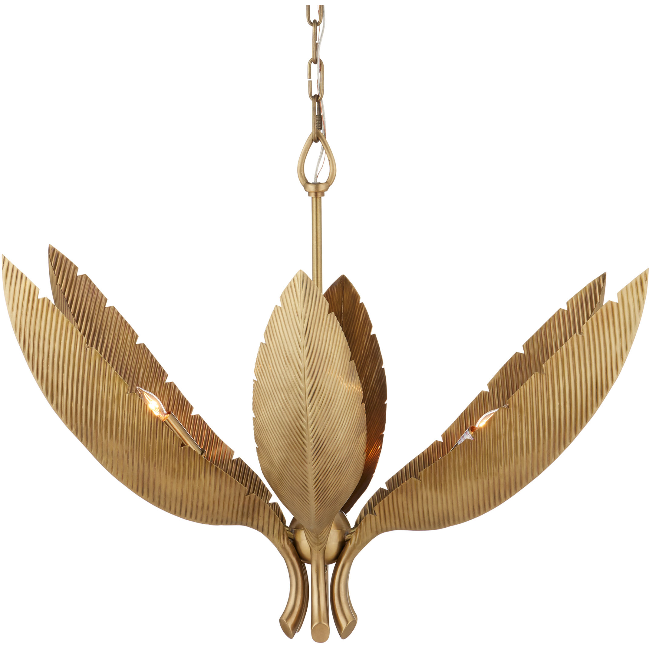 Bird of Paradise 6 Light 33 inch Antique Brass Chandelier Ceiling Light, Convertible to Semi-Flush