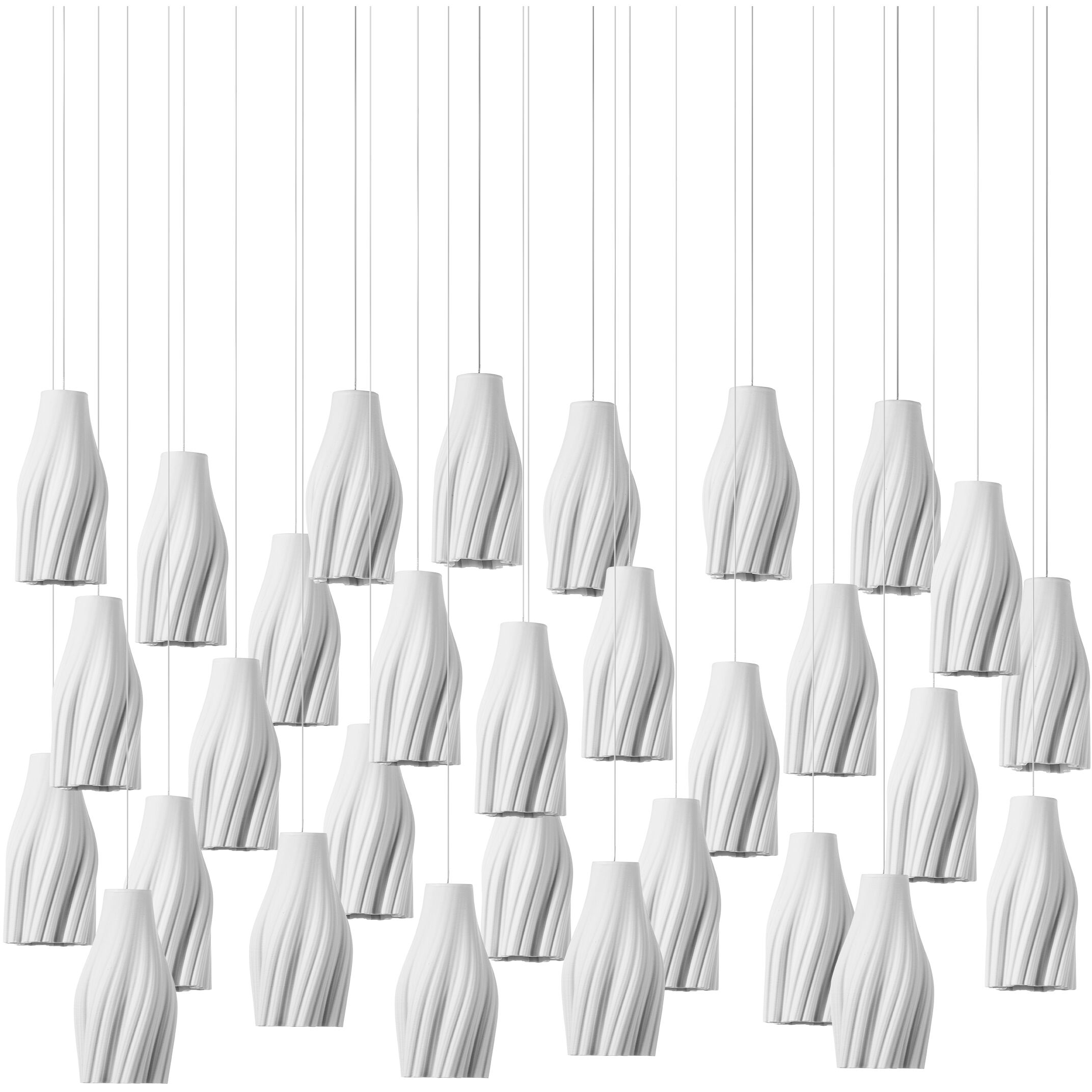 Posh 30 Light 54 inch White/Silver Multi-Drop Pendant Ceiling Light