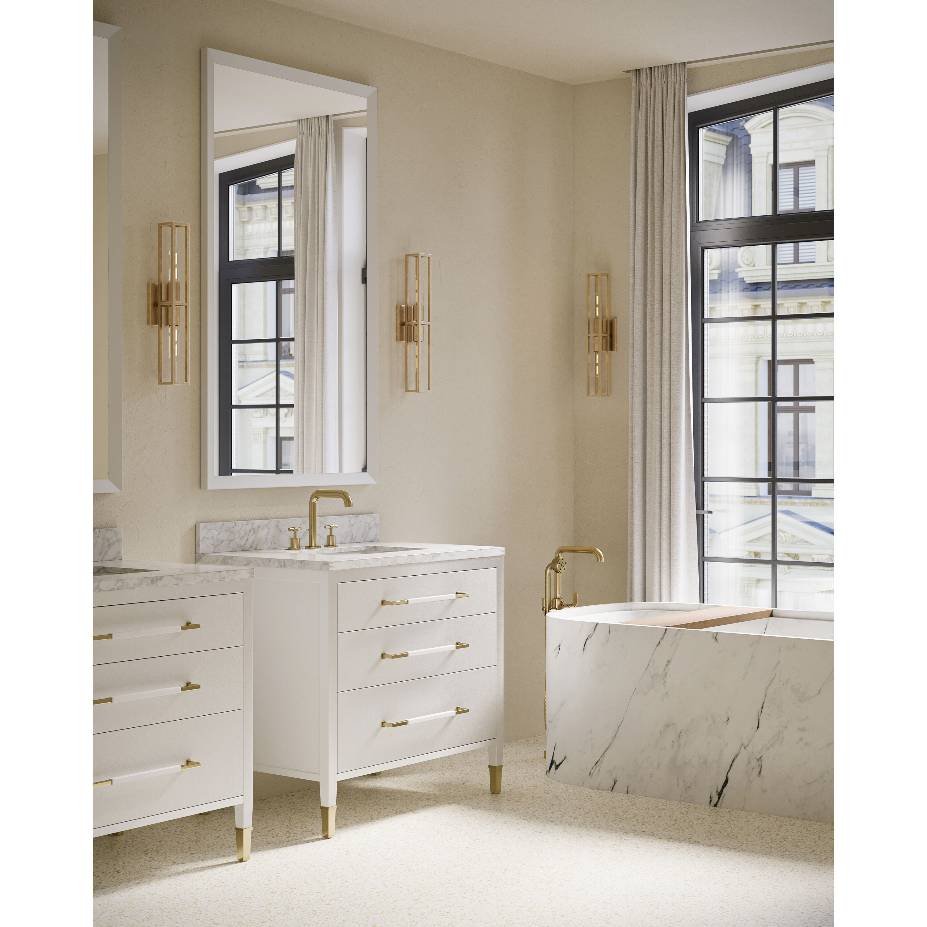 Verona 36 X 34 inch Acrylic White/Natural/White/Champagne Vanity with Undermount Sink