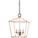 Denison 4 Light 12.25 inch Mole Black/Natural Rattan Lantern Pendant Ceiling Light, Small