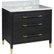 Verona 36 X 34 inch Black Lacquered Linen/Natural/White/Champagne Vanity with Undermount Sink