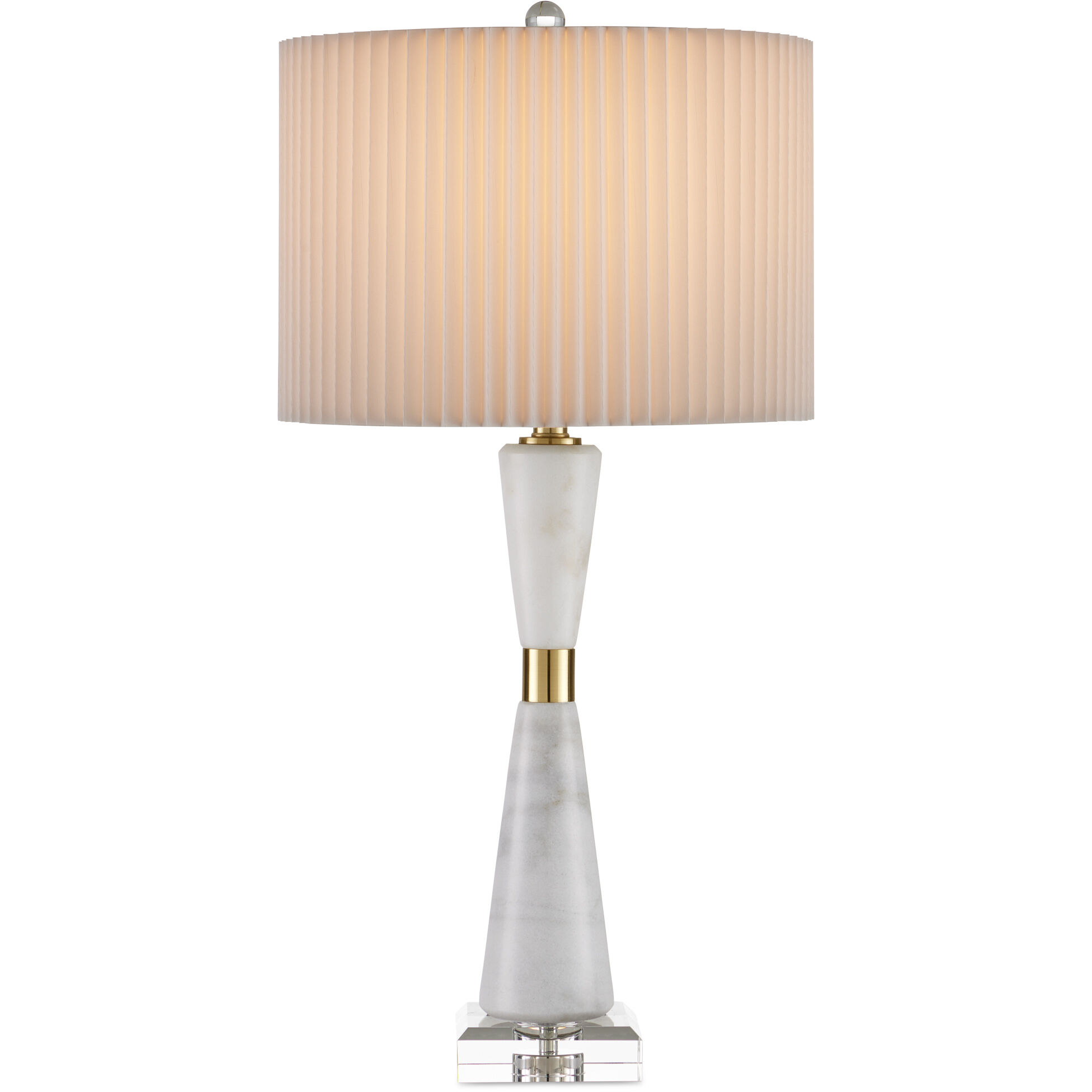 Edelmar 29.5 inch 150 watt White/Clear/Natural Brass Table Lamp Portable Light