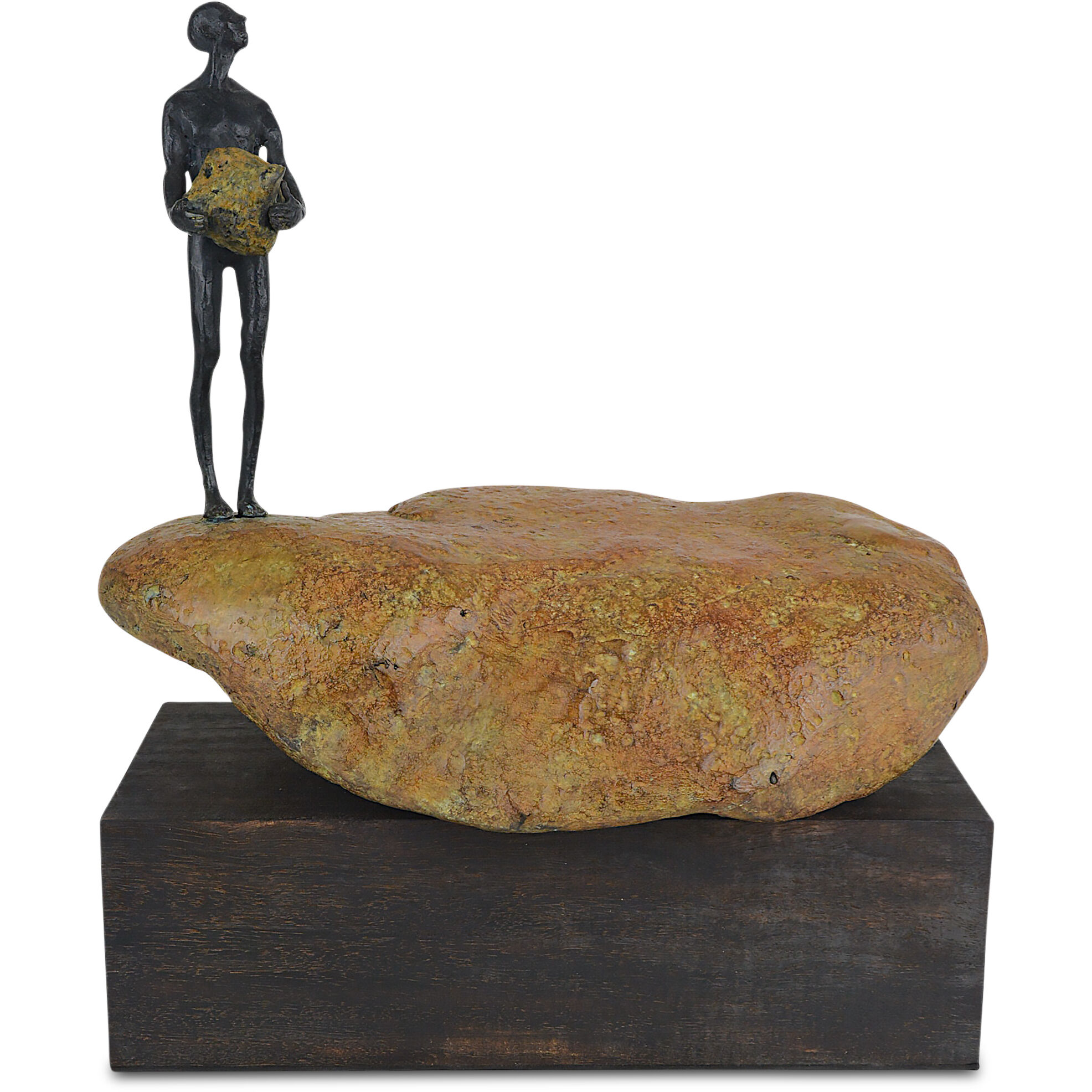 Man on Rock 14.75 X 12.5 inch Sculpture, Small