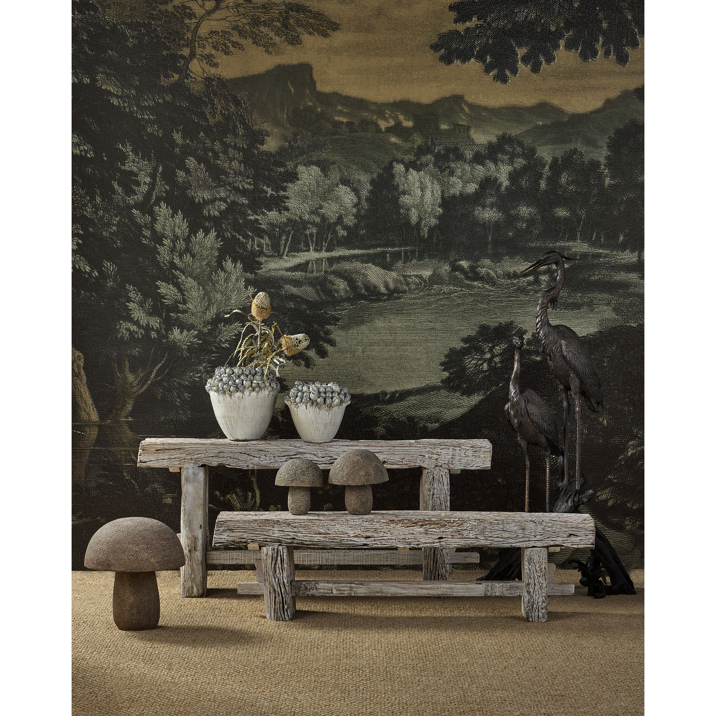 Herons on Branch 68 X 31 inch Sculpture