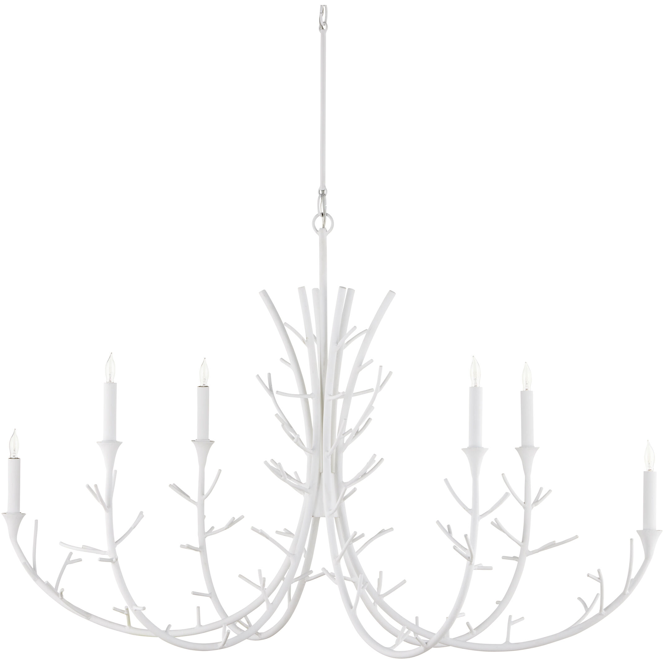 Twiggy 6 Light 48 inch Gesso White Chandelier Ceiling Light