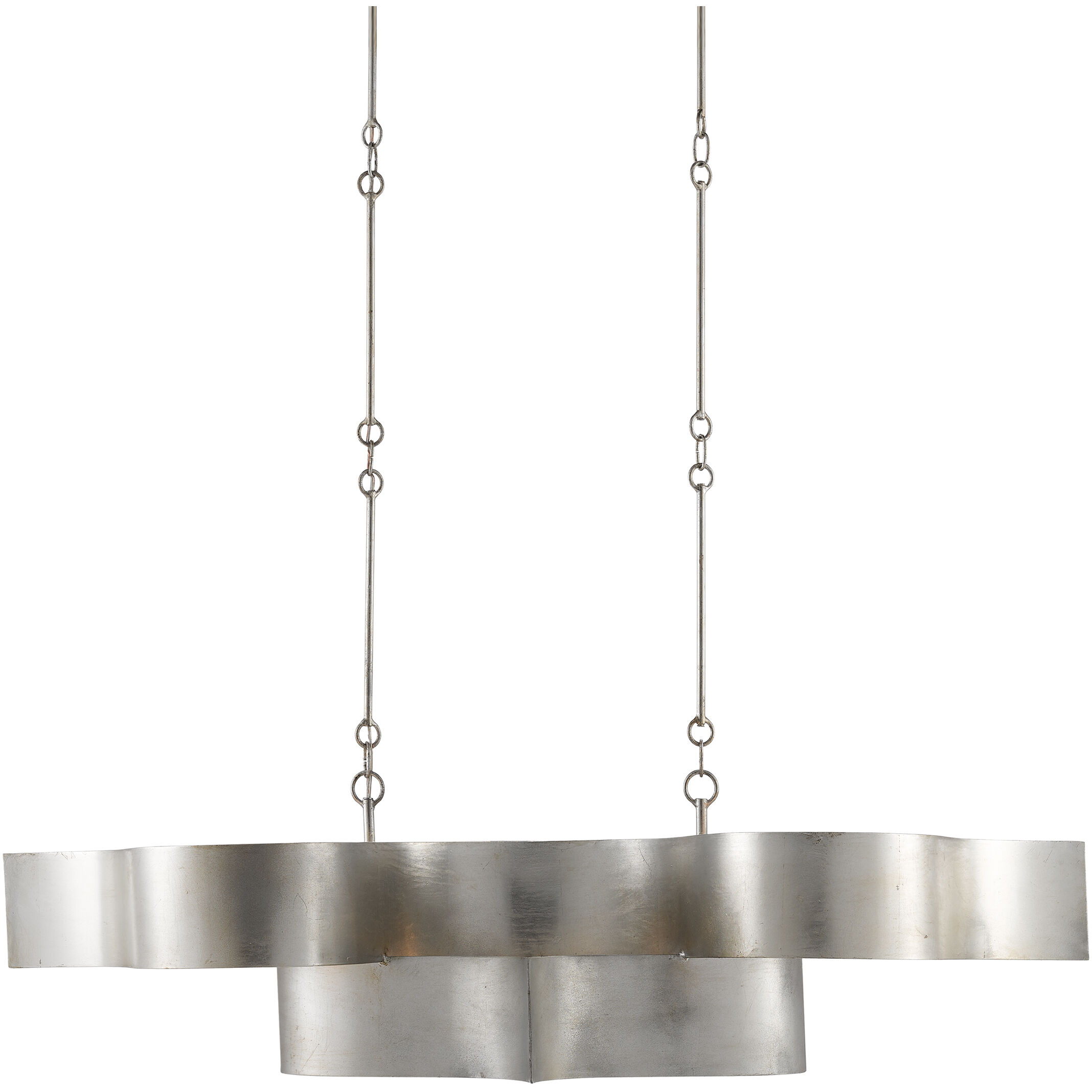 Grand Lotus 6 Light 50.5 inch Contemporary Silver Leaf Chandelier Ceiling Light, Oval