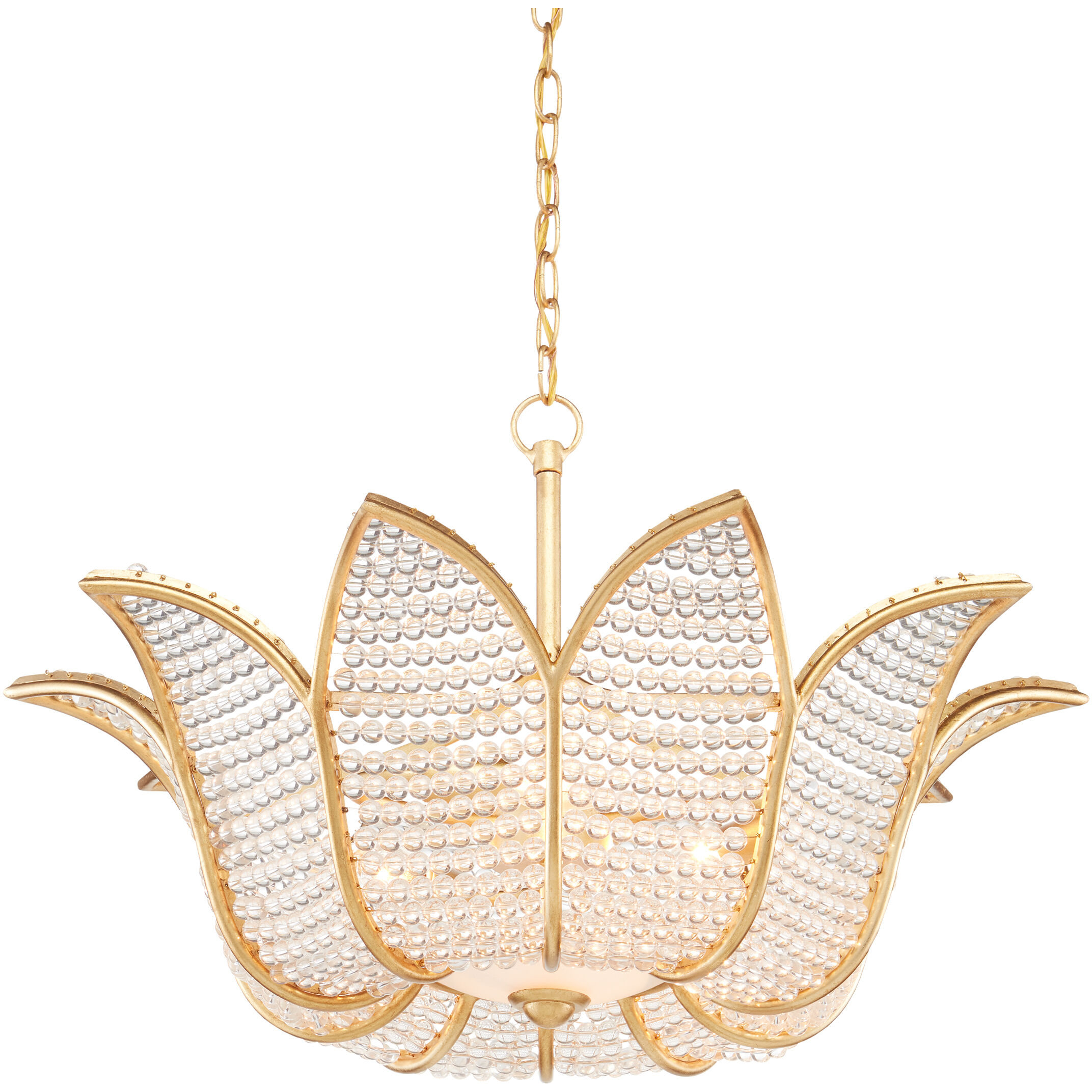 Bebe 3 Light 26.75 inch Contemporary Gold Leaf/Clear Chandelier Ceiling Light