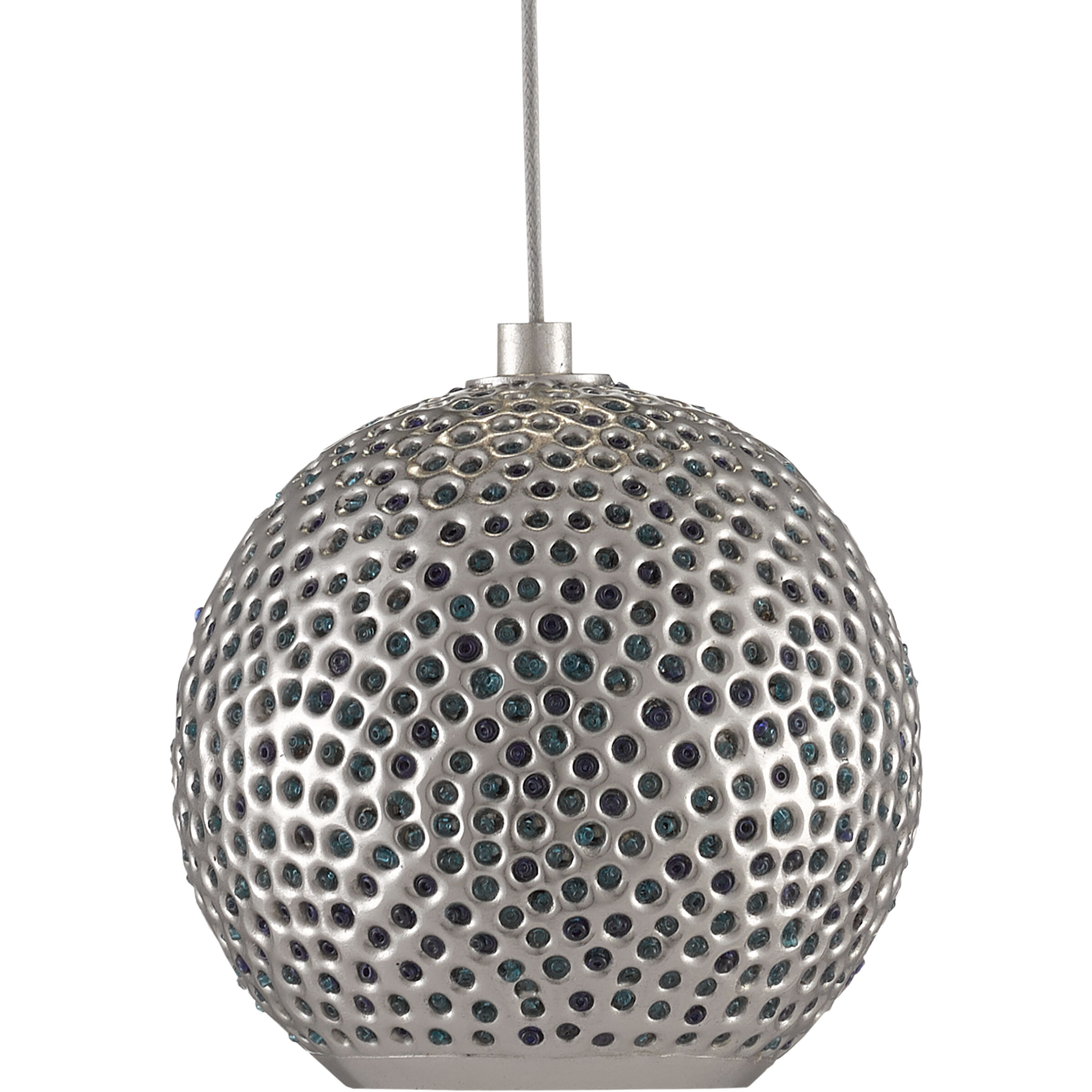 Giro 3 Light 10.5 inch Painted Silver/Nickel/Blue Multi-Drop Pendant Ceiling Light