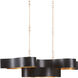 Grand Lotus 6 Light 50.5 inch Satin Black/Contemporary Gold Leaf Chandelier Ceiling Light