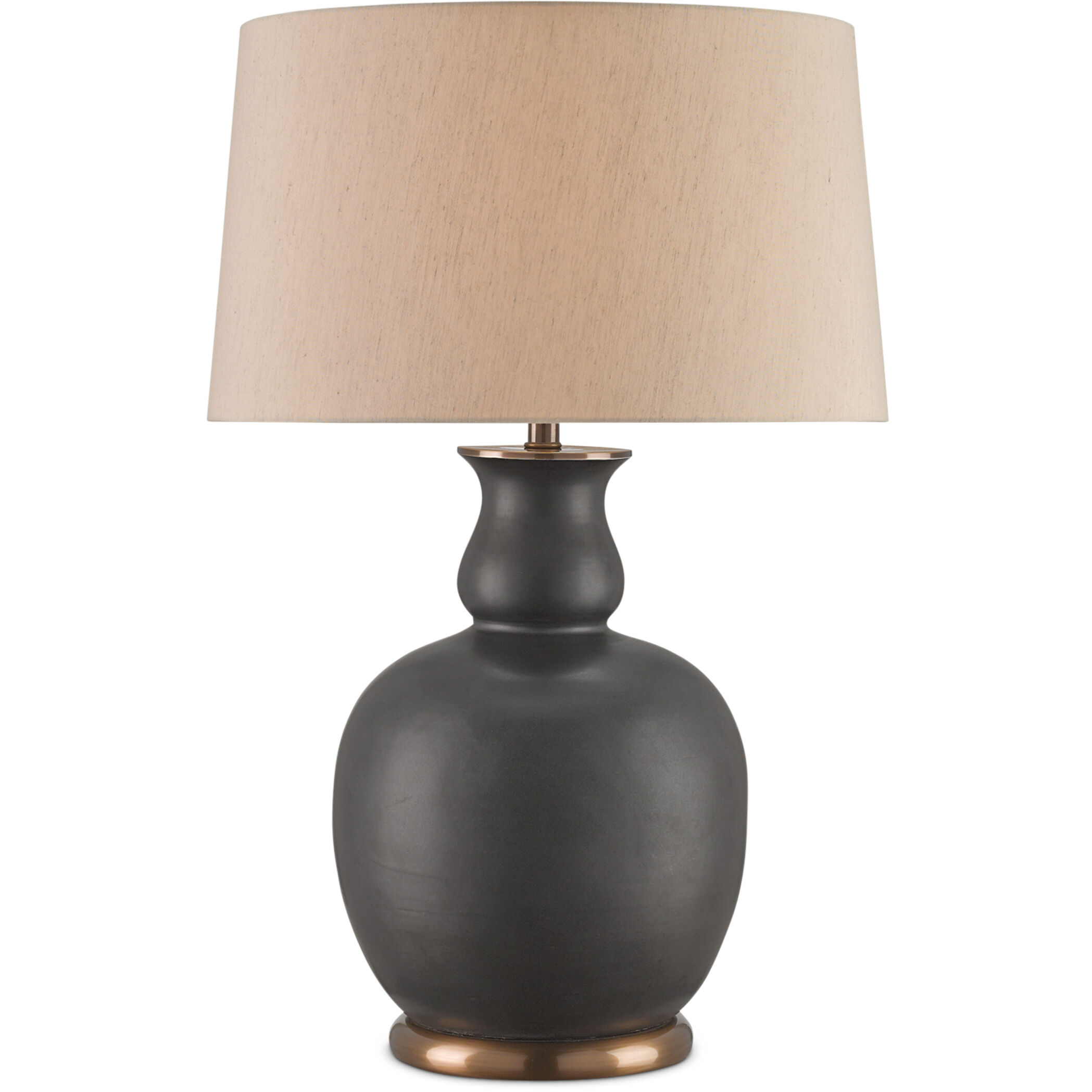 Ultimo 31 inch 150 watt Matte Black/Antique Brass Table Lamp Portable Light