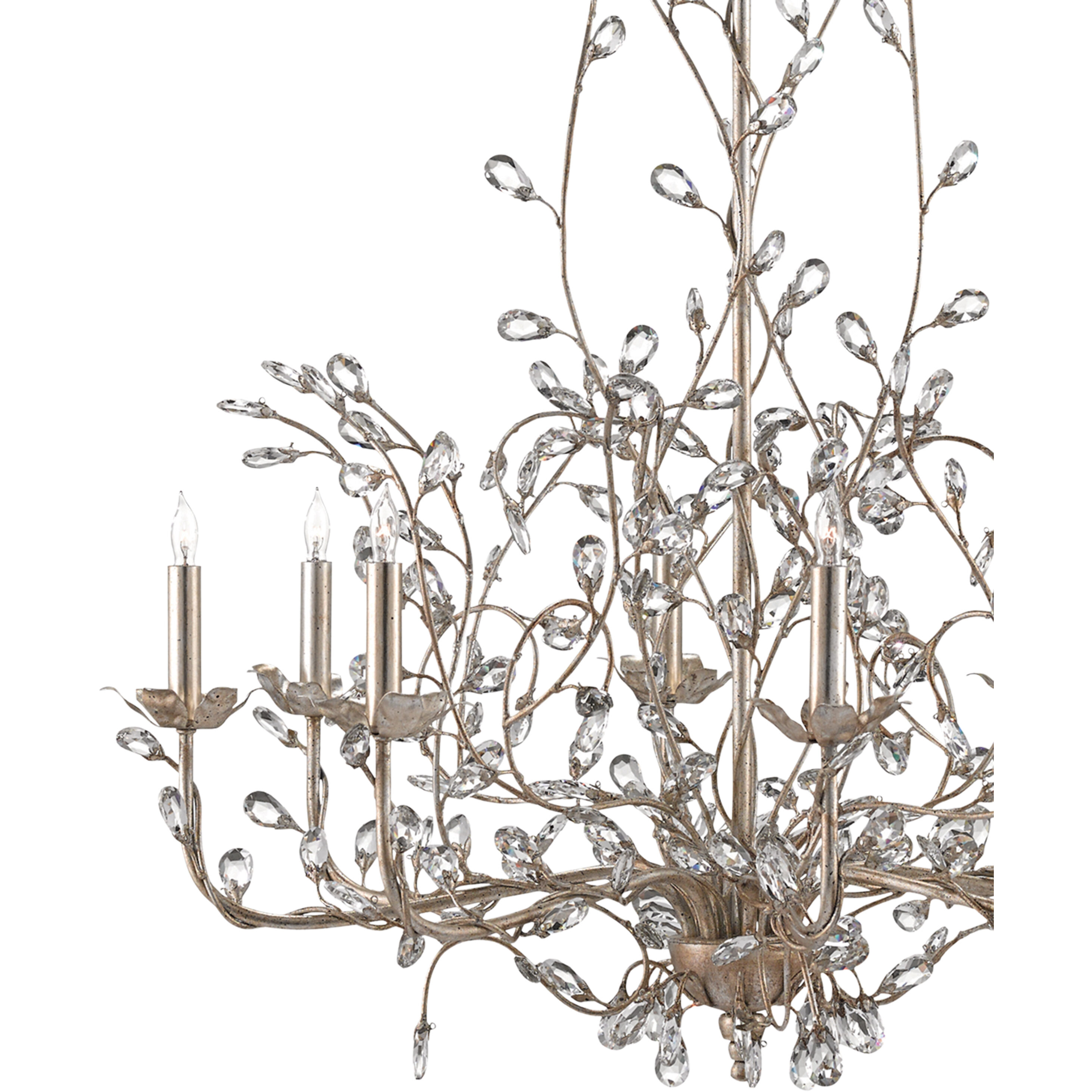 Crystal Bud 8 Light 33 inch Silver Granello Chandelier Ceiling Light, Large