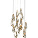 Glace 15 Light 23 inch Painted Silver/Antique Brass Multi-Drop Pendant Ceiling Light