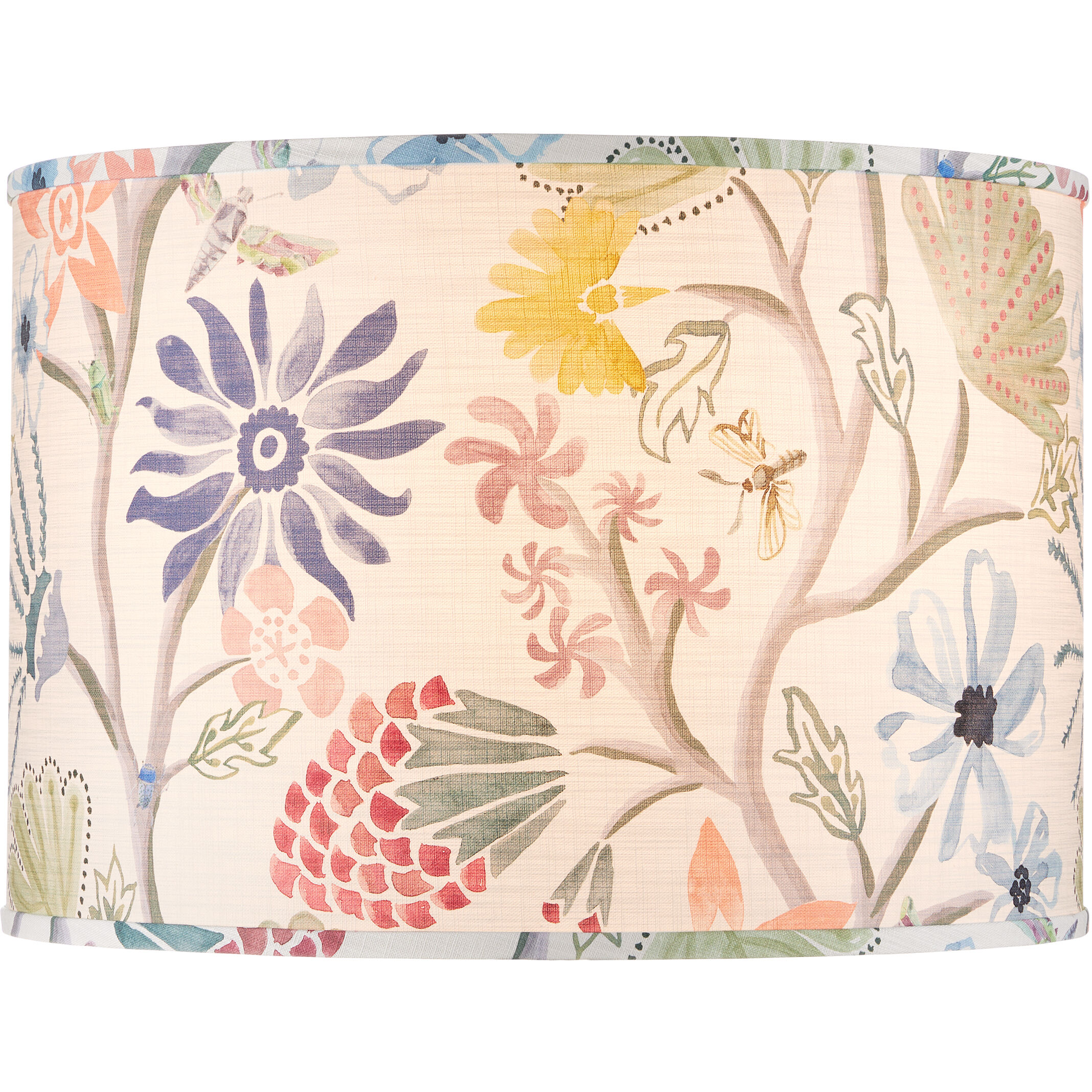Madeline Ivory/Blue/Green/Yellow/Magenta Drum Lamp Shade