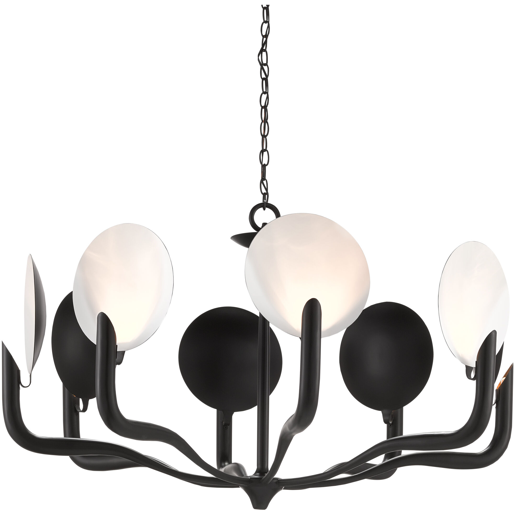 Tirtoff 8 Light 44 inch Satin Black/Sugar White Chandelier Ceiling Light