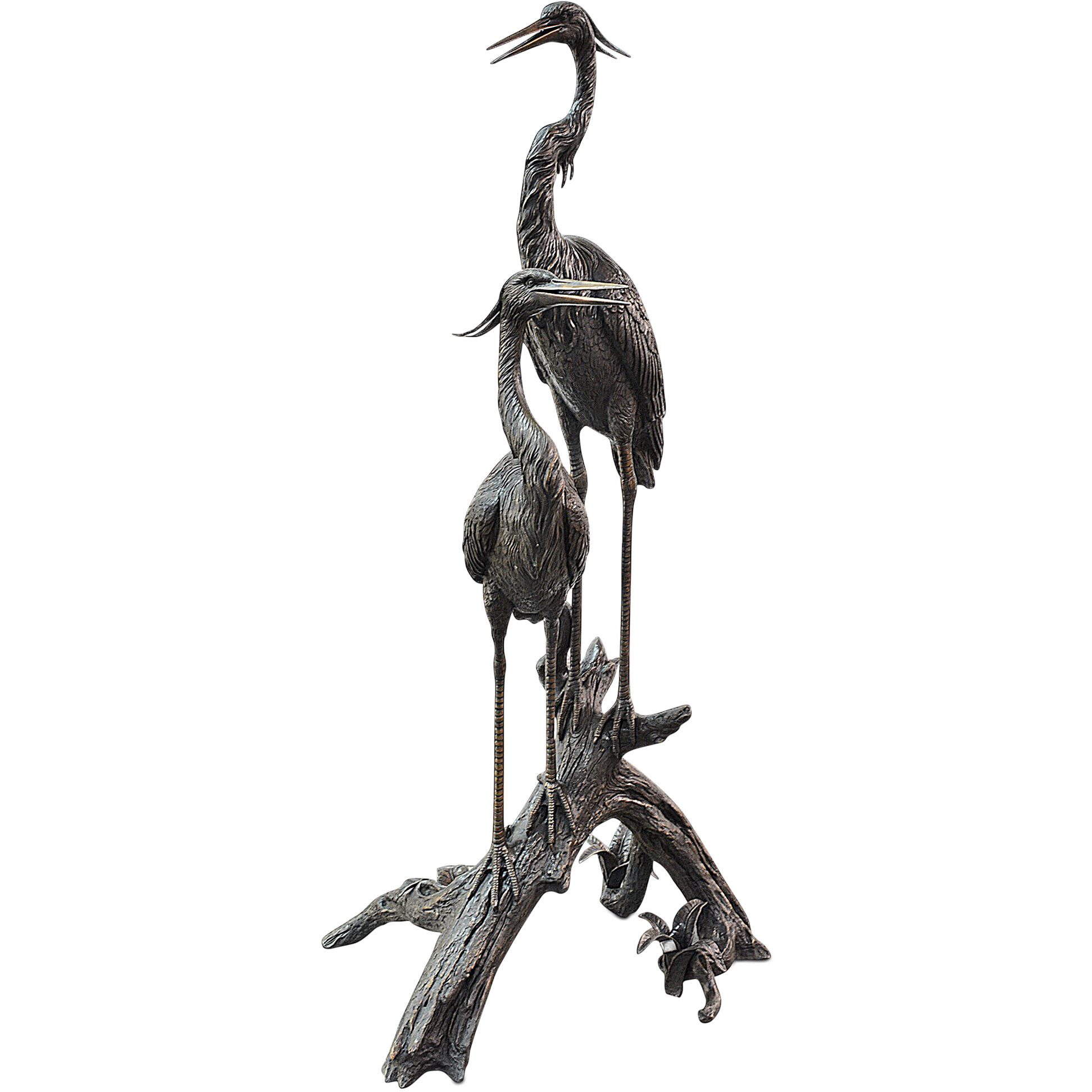 Herons on Branch 68 X 31 inch Sculpture