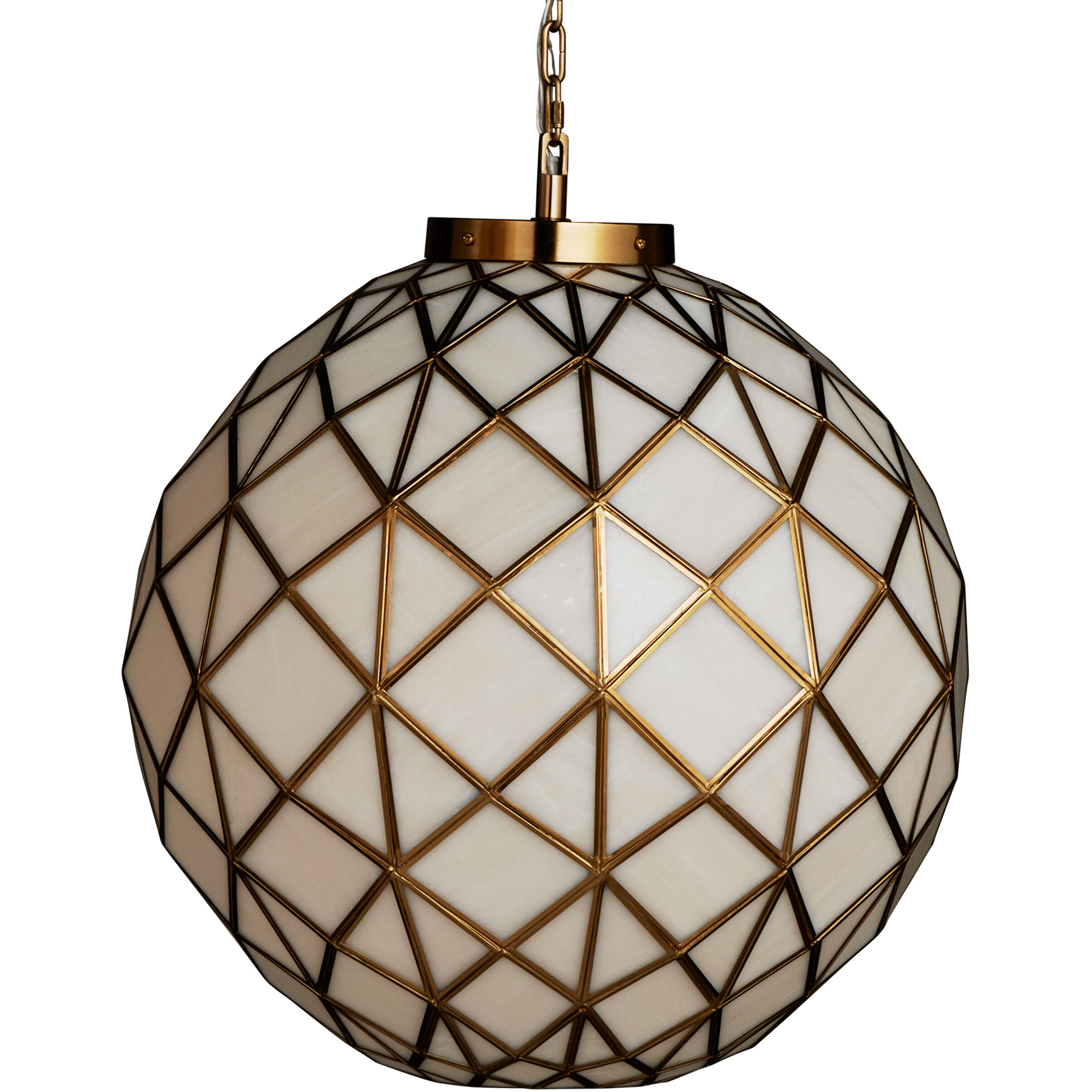Polyhedron 1 Light 20.5 inch White/Antique Brass Pendant Ceiling Light, Medium