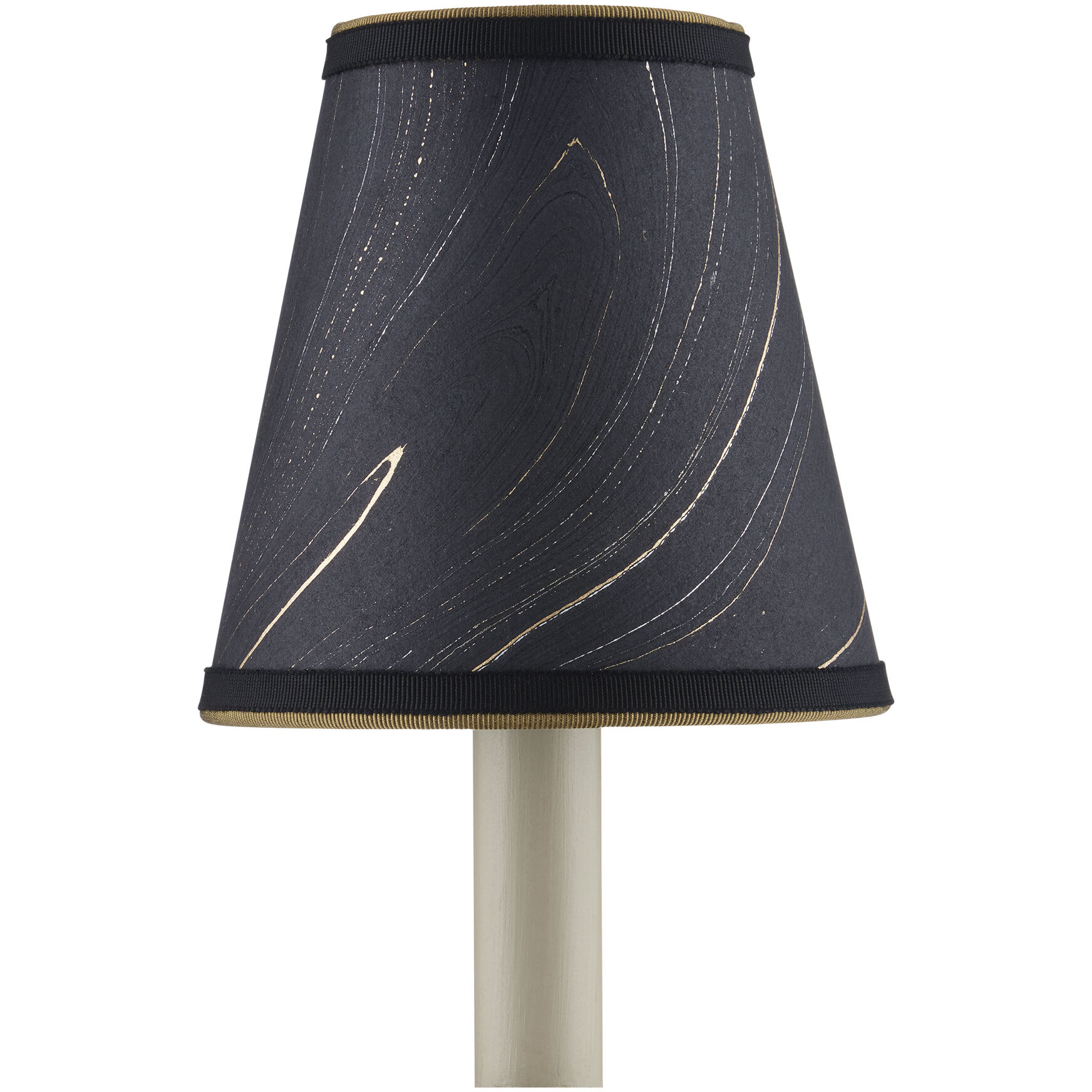 Marble Paper Black and Gold with Silver Tapered Chandelier Shade