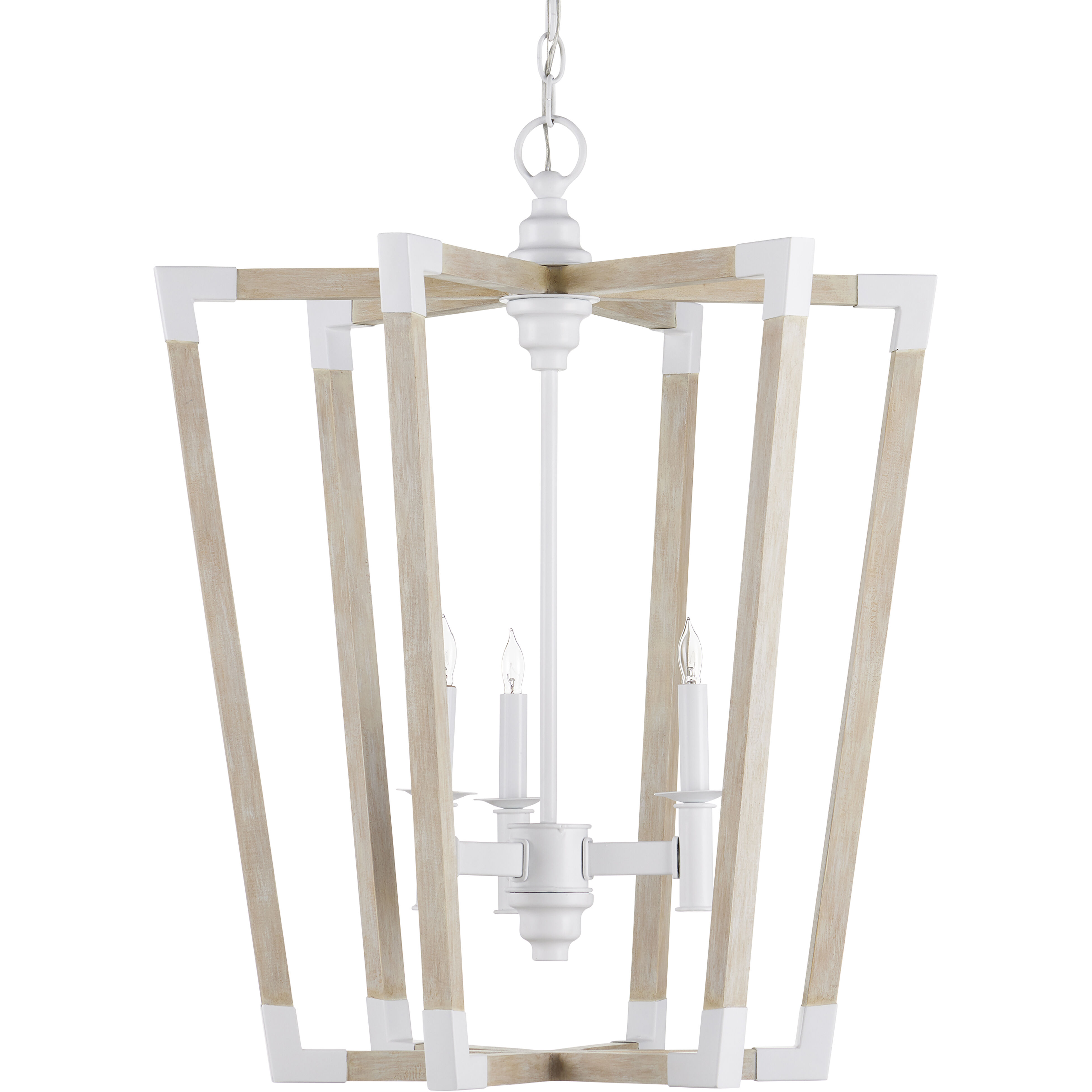 Bastian 3 Light 23.5 inch Sugar White and Sandstone Lantern Chandelier Ceiling Light, Medium