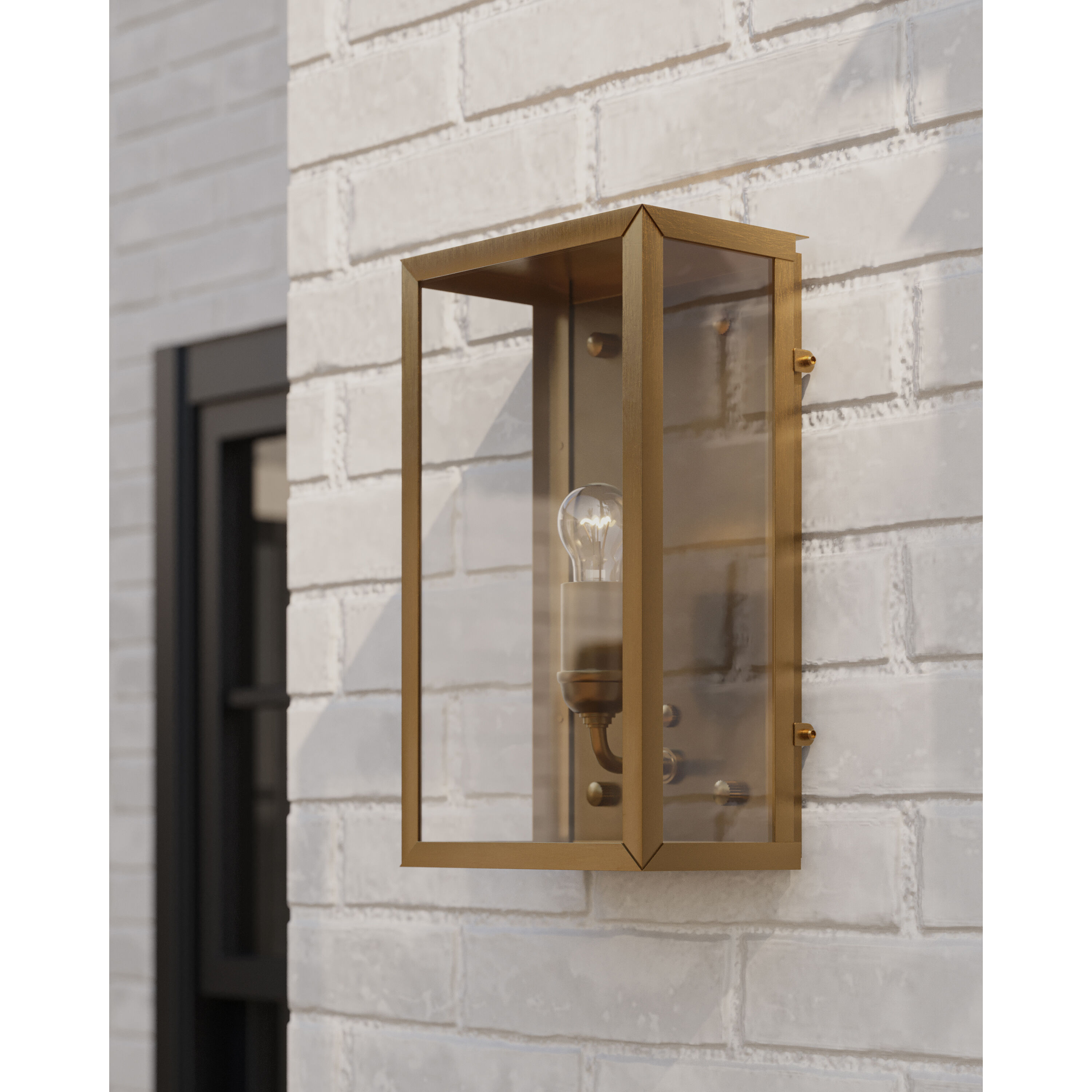 Royster 1 Light 13.75 inch Antique Brass/Clear Outdoor Wall Sconce