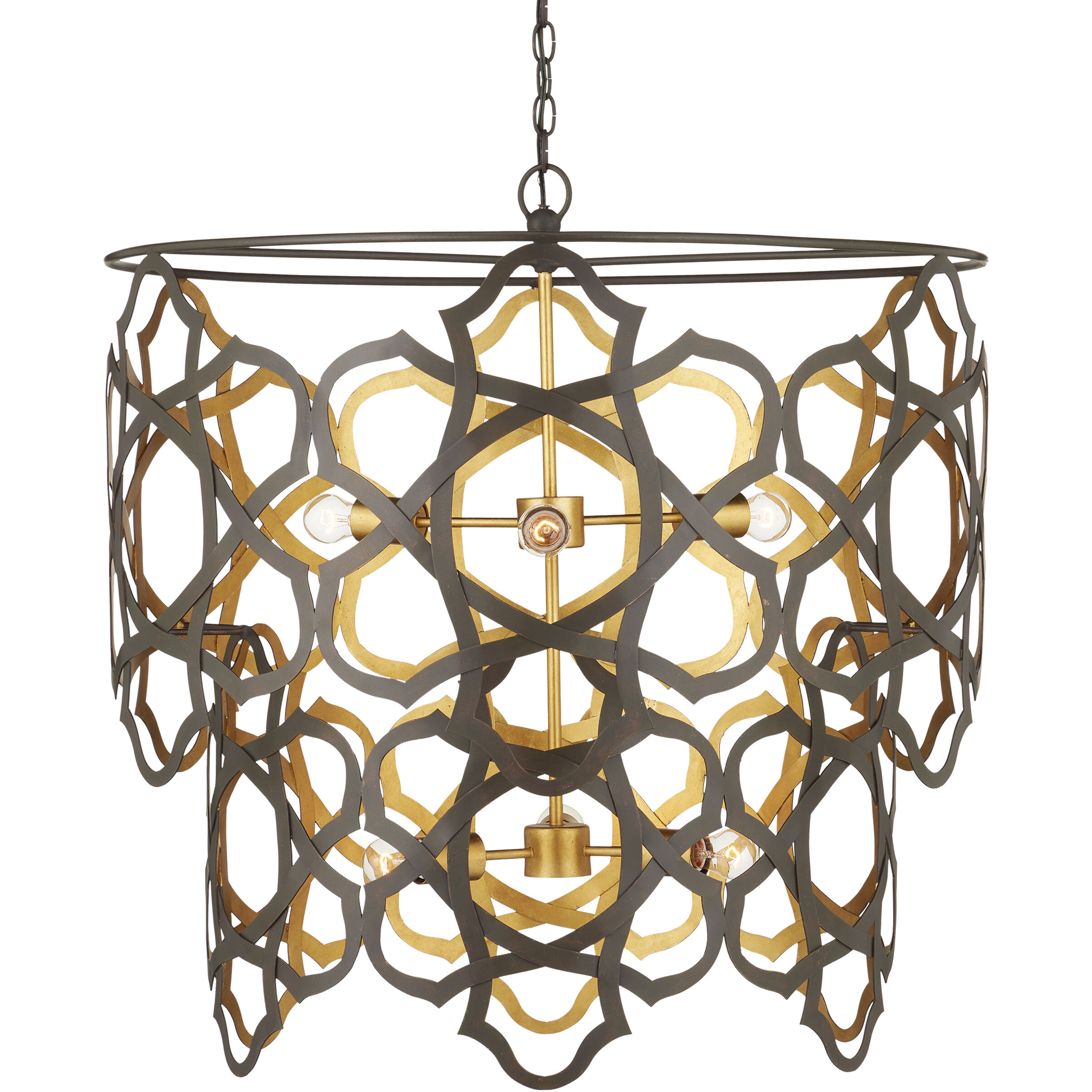 Mauresque 6 Light 32.25 inch Bronze Gold and Contemporary Gold Leaf Chandelier Ceiling Light, Medium