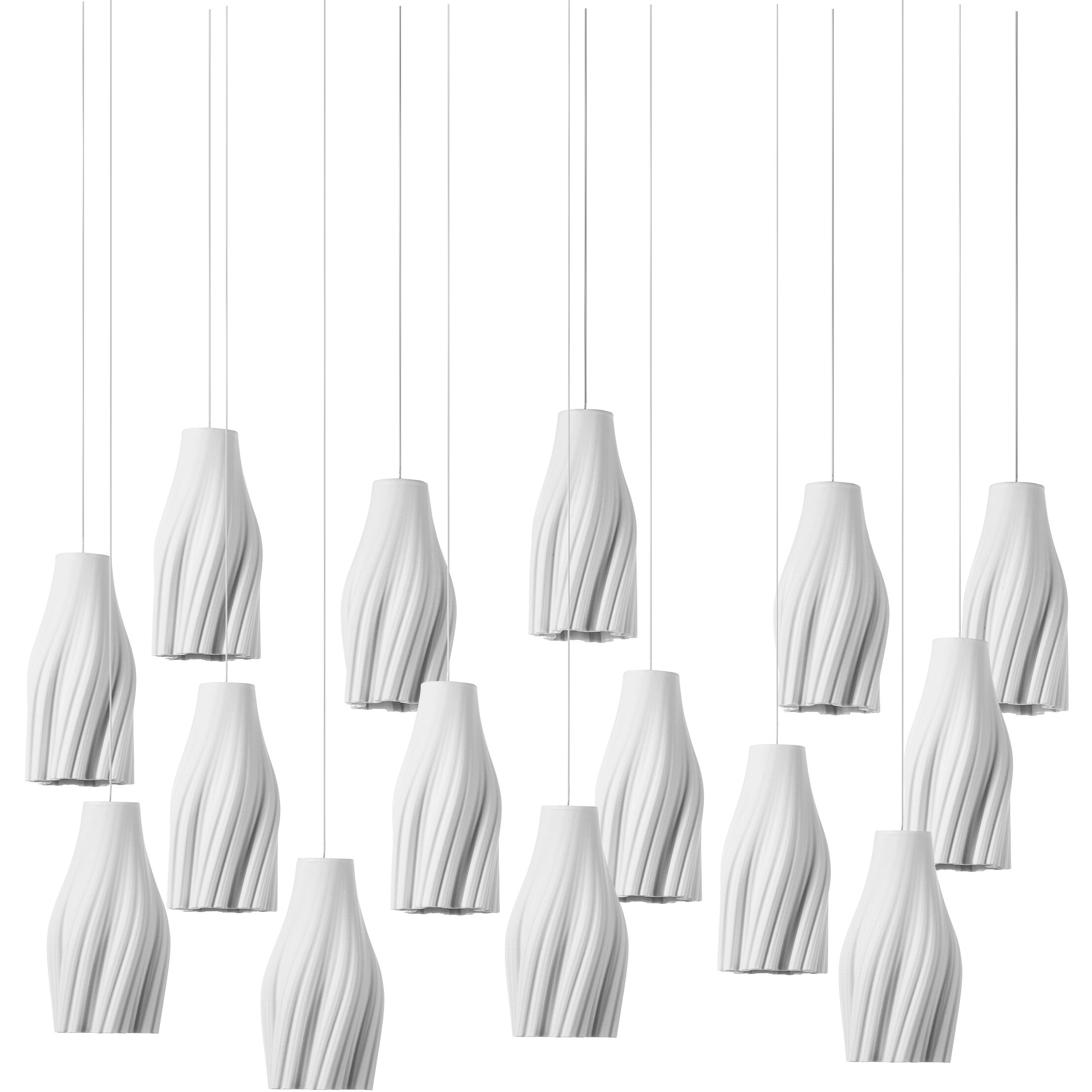 Posh 15 Light 48 inch White/Silver Multi-Drop Pendant Ceiling Light