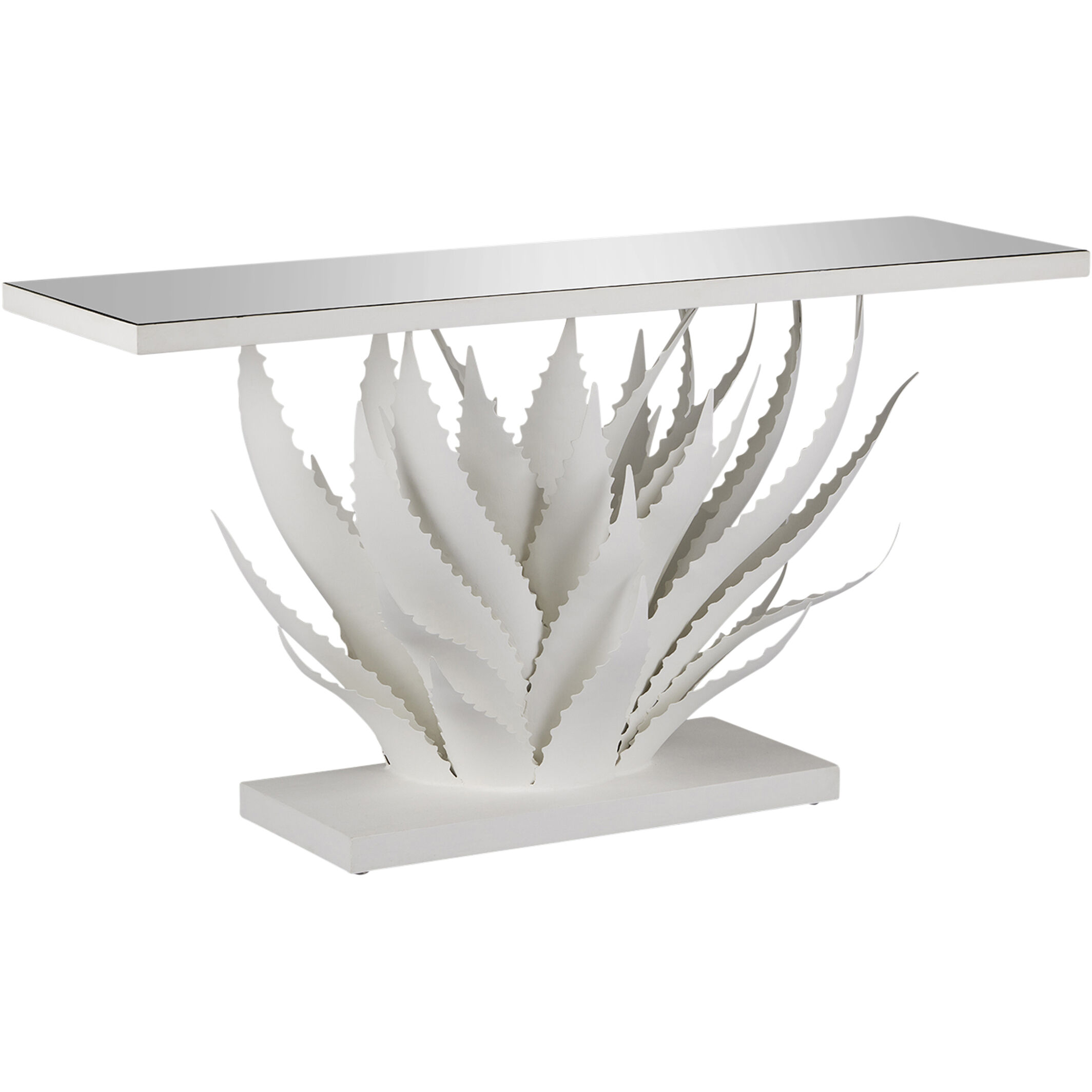 Agave 60.25 inch Gesso White and Mirror Console Table, Marjorie Skouras Collection