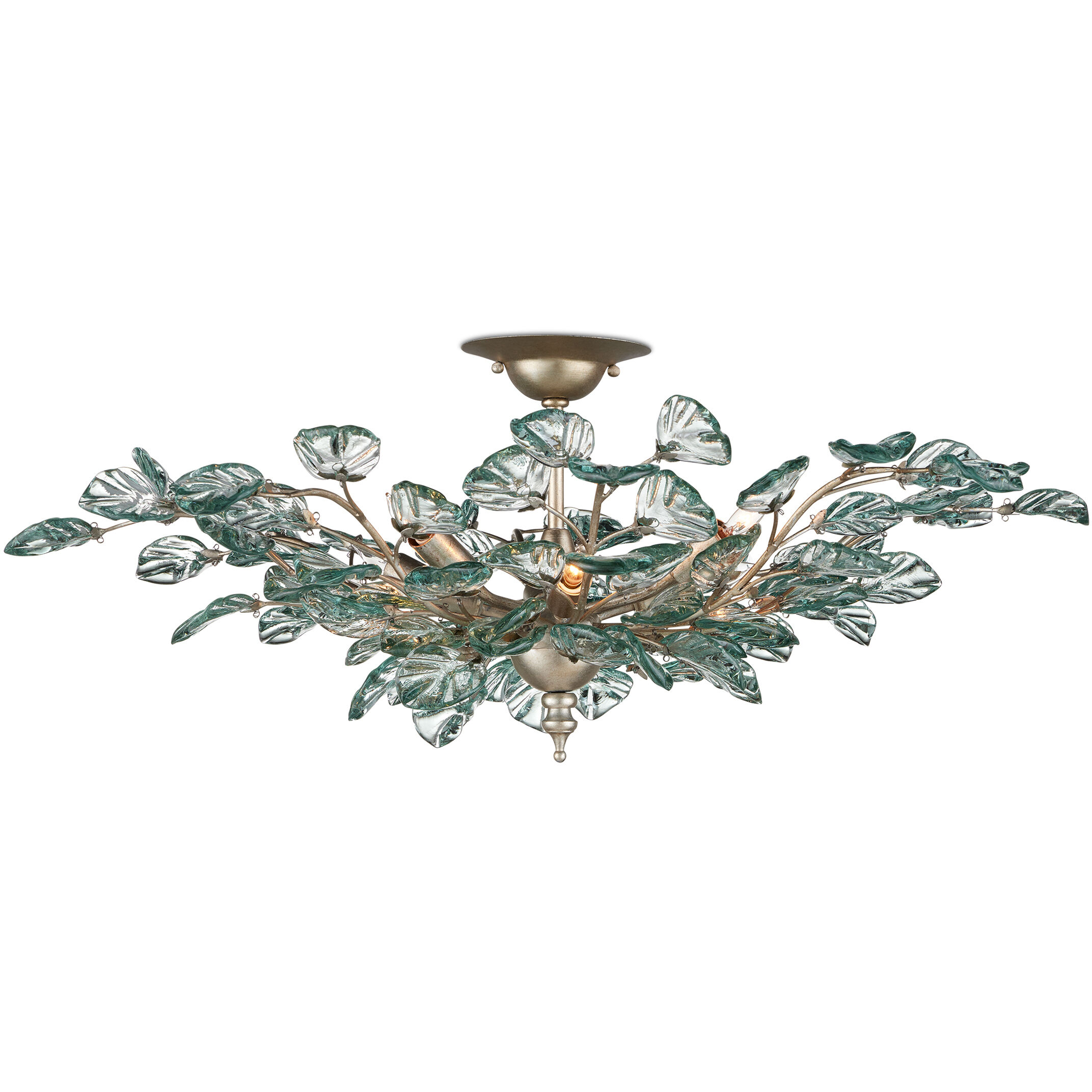 Baobab 8 Light 33.5 inch Contemporary Silver Leaf/Clear Semi-Flush Mount Ceiling Light