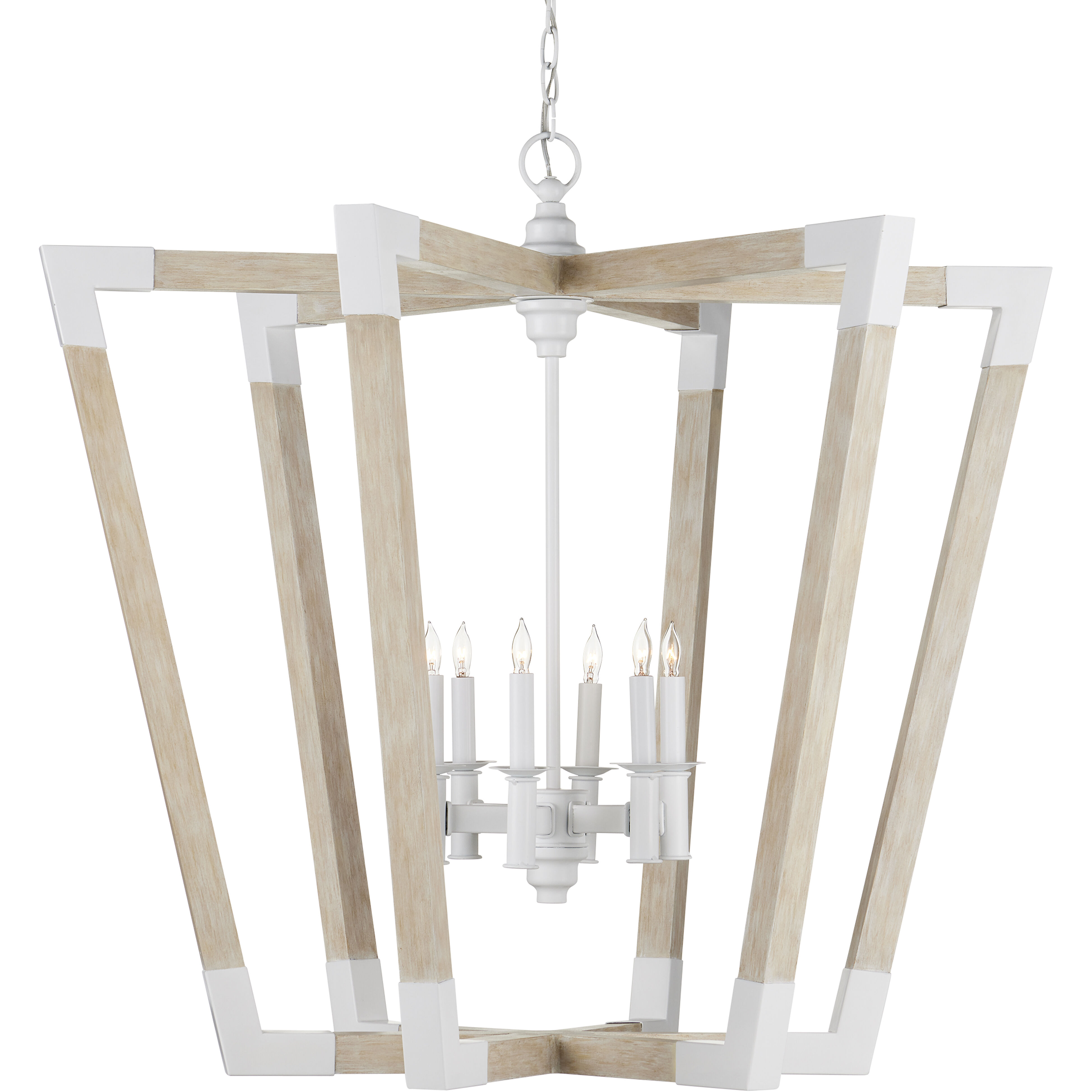 Bastian 6 Light 37.25 inch Sugar White and Sandstone Lantern Chandelier Ceiling Light, Large