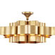Grand Lotus 6 Light 30 inch Antique Gold Leaf Chandelier Ceiling Light, Large, Semi-Flush Convertible