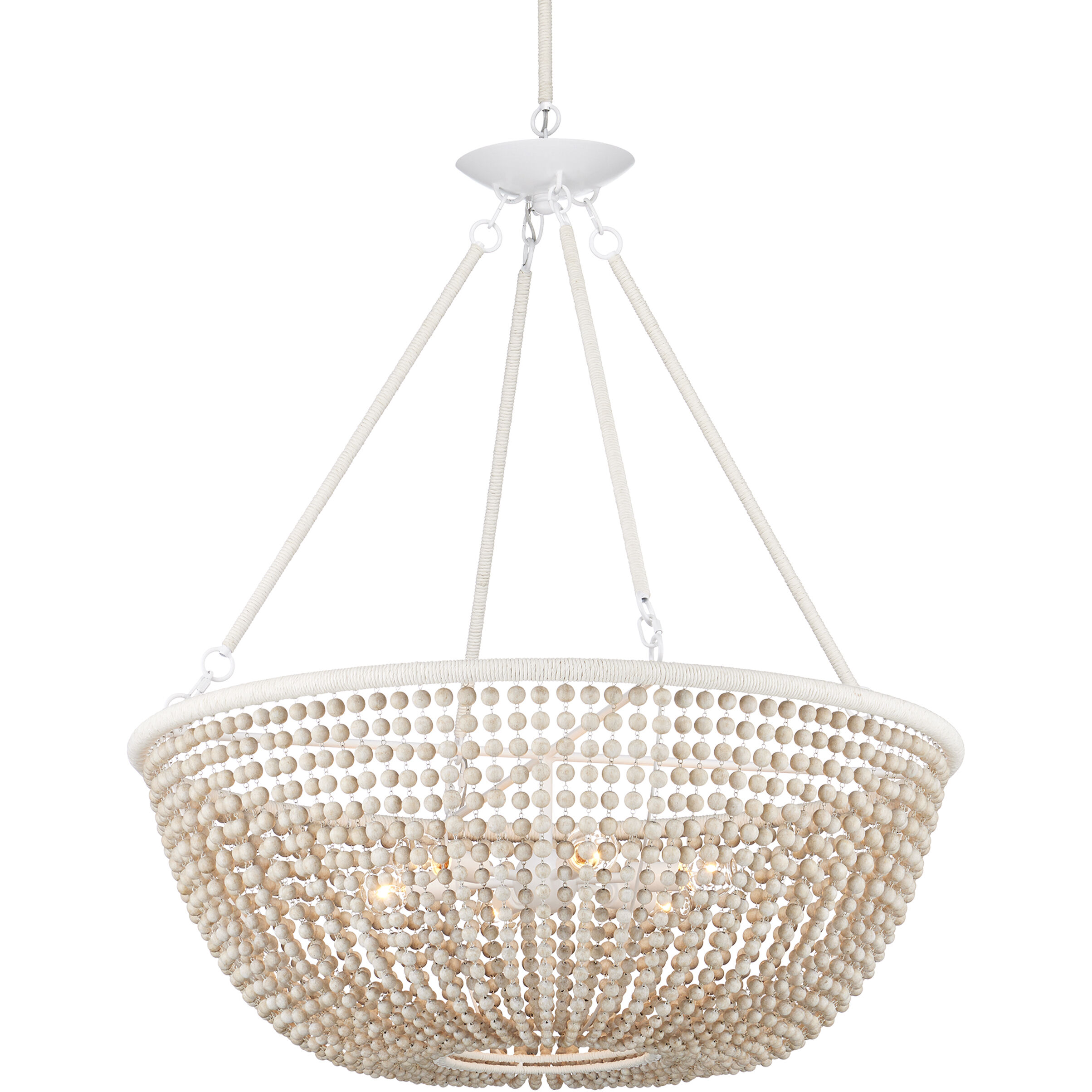 Wychwood 6 Light 32 inch Sugar White/Sandstone/White Chandelier Ceiling Light