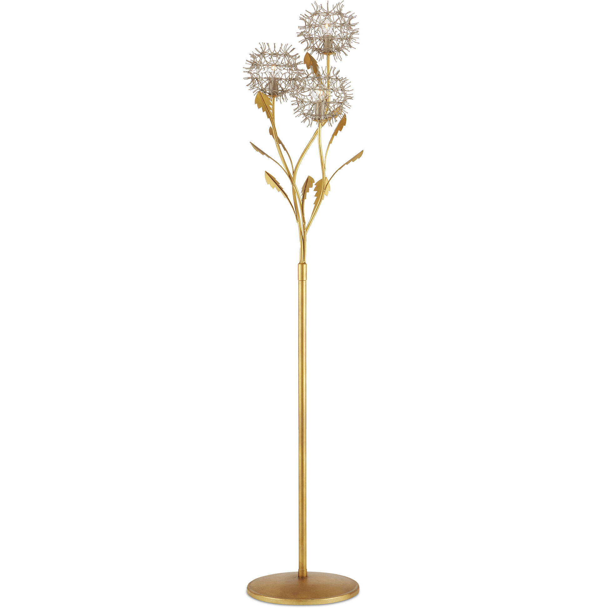 Dandelion 71.25 inch 60 watt Silver and Contemporary Gold Leaf Floor Lamp Portable Light