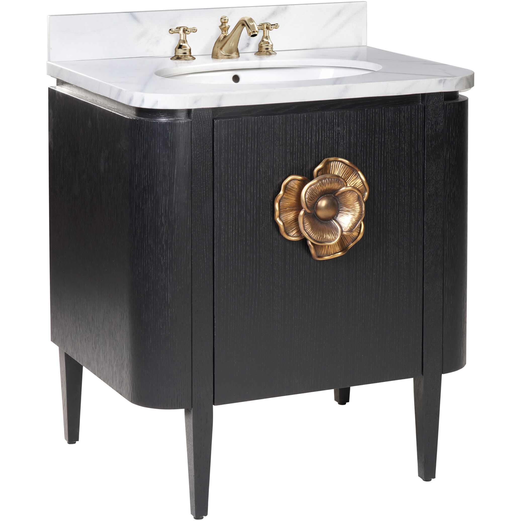 Briallen 30 X 34.25 inch Caviar Black/Natural/White/Light Antique Brass Vanity with Undermount Sink