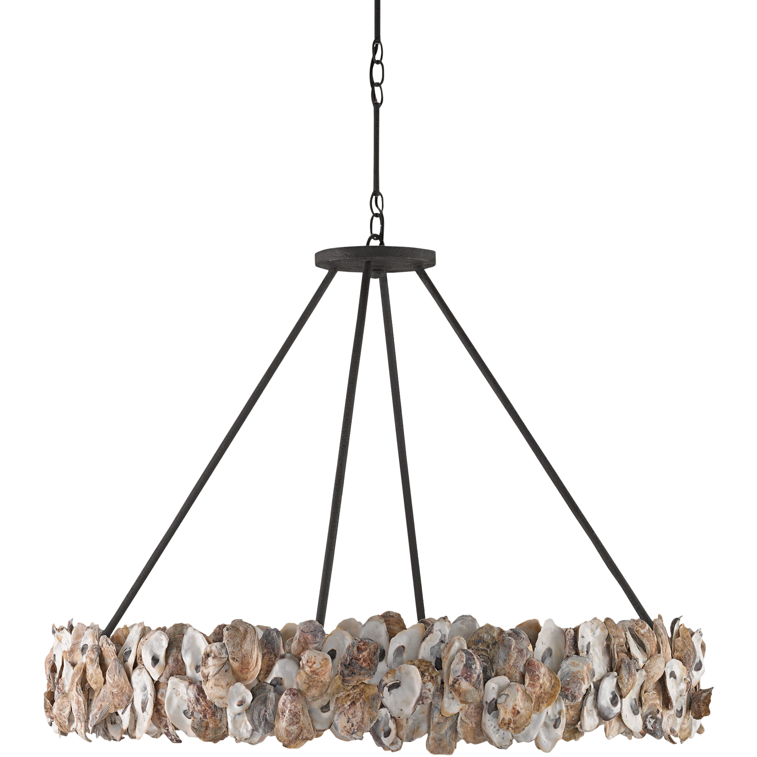 Oyster Circle 8 Light 38 inch Textured Bronze/Natural Chandelier Ceiling Light