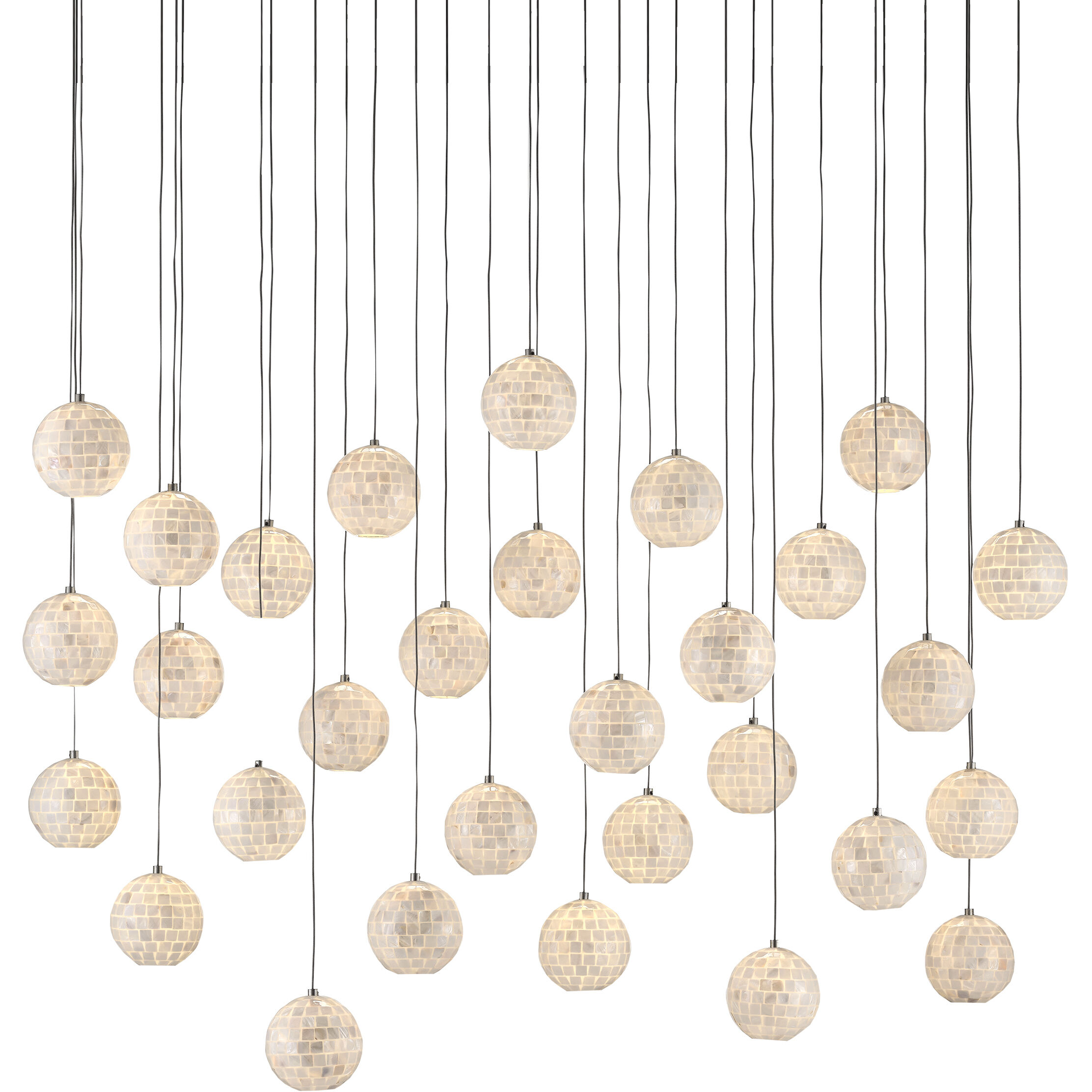 Finhorn 30 Light 54 inch Painted Silver/Pearl Multi-Drop Pendant Ceiling Light