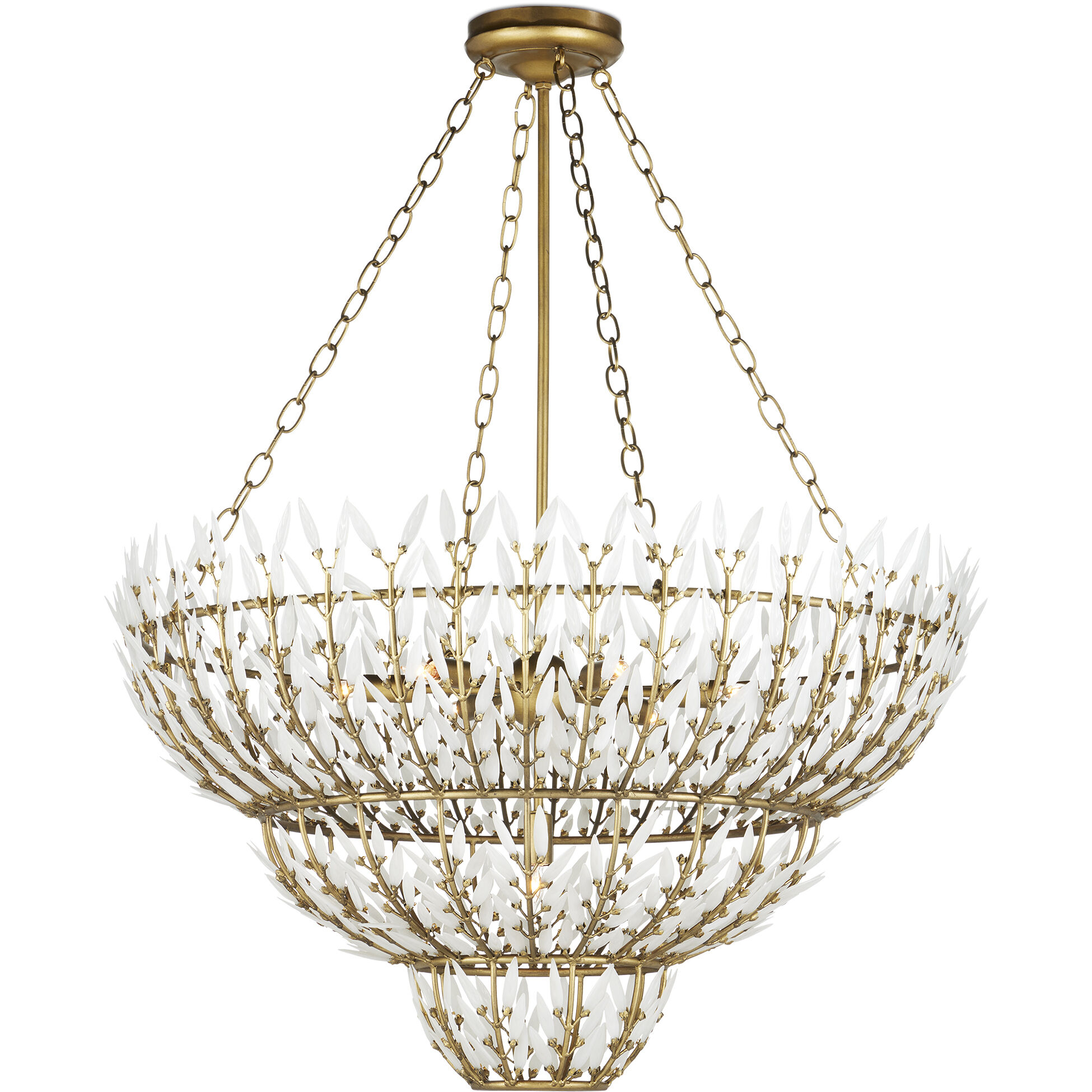 Magnum 7 Light 34.5 inch Brass and White Chandelier Ceiling Light, Medium